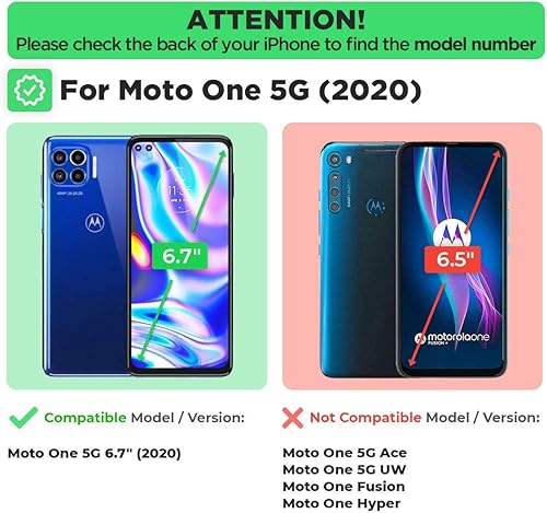 Miniatura 2 de Funda diseñada para Motorola One 5G (2020) con funda de clip para cinturón, funda para teléfono con función atril, color negro