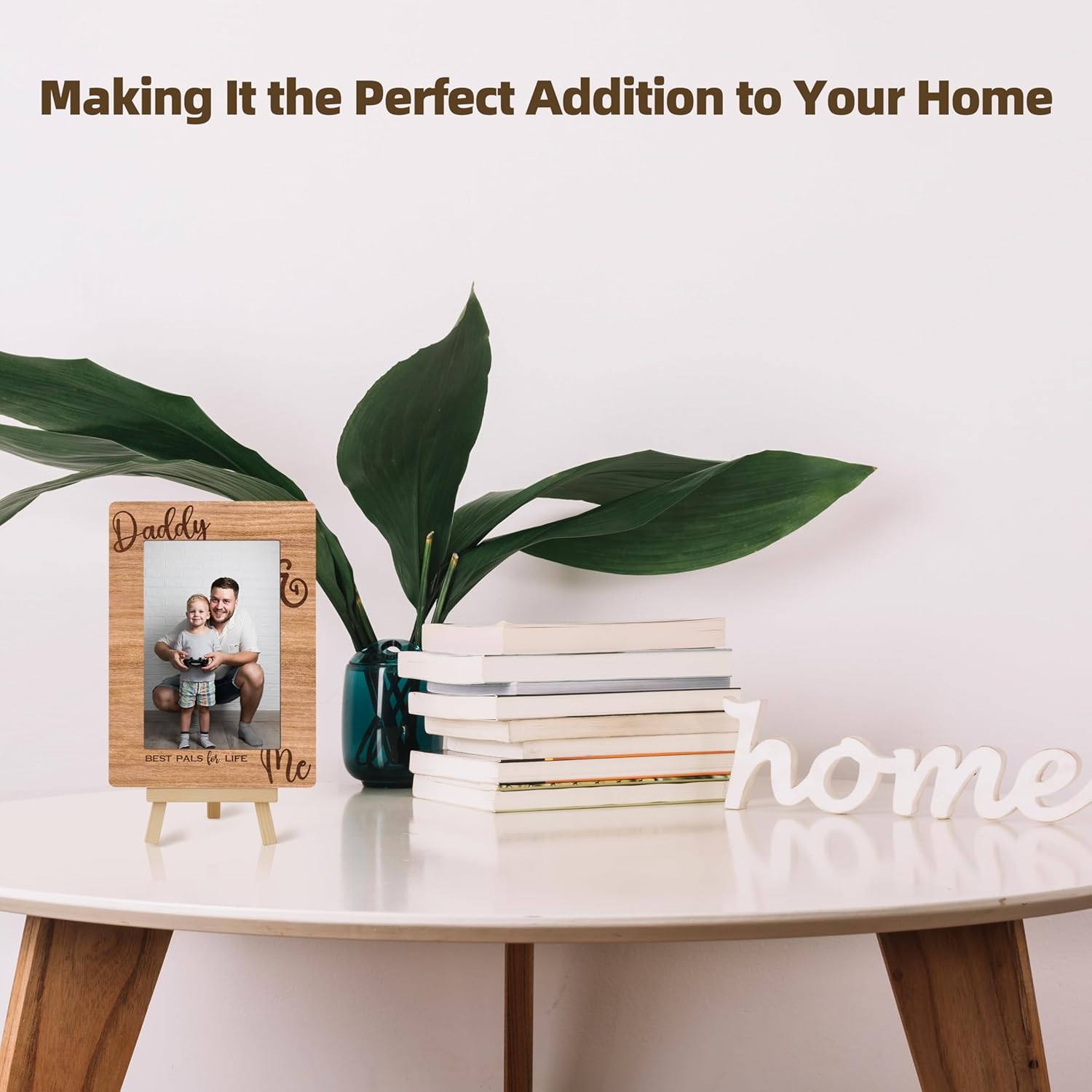 Daddy & Me Picture Frame, Father's Day Gifts Wooden Photo Frame with Easel, Display Photo Insert, 4x6 Picture Frame for Tabletop Display - A15 - Image 3