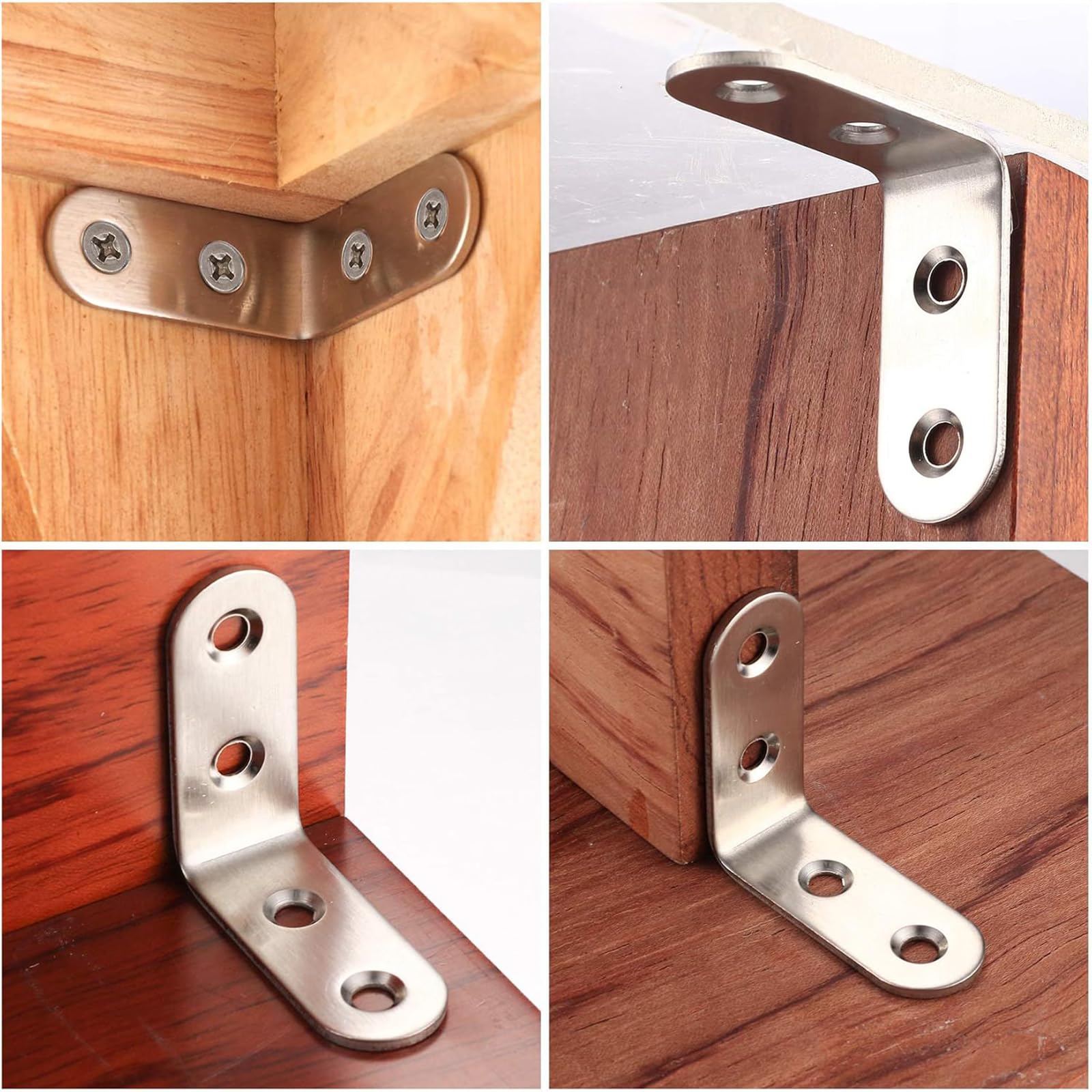 Braccia Angolare A L Ad Angolo In Acciaio Inossidabile 90 Gradi, Staffa Destra Per Mobili, Scaffali, Mobile, Cornice Letto E Lavorazione Del Legno 100 pezzi argento