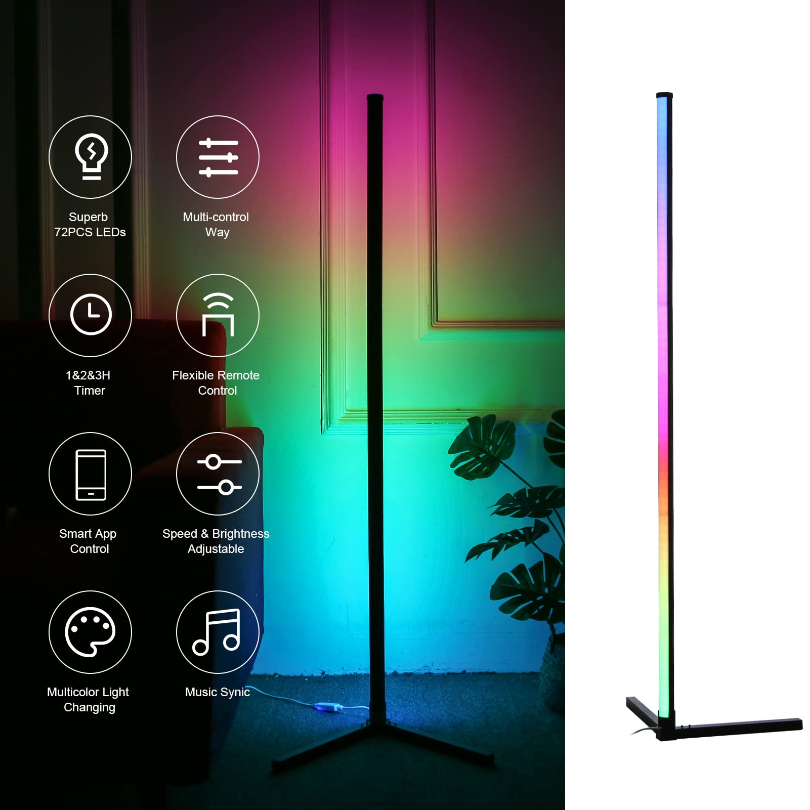 Lampada Da Terra LED RGB Dimmerabile - Control App E Sincronizzazione Musica - Foto 5
