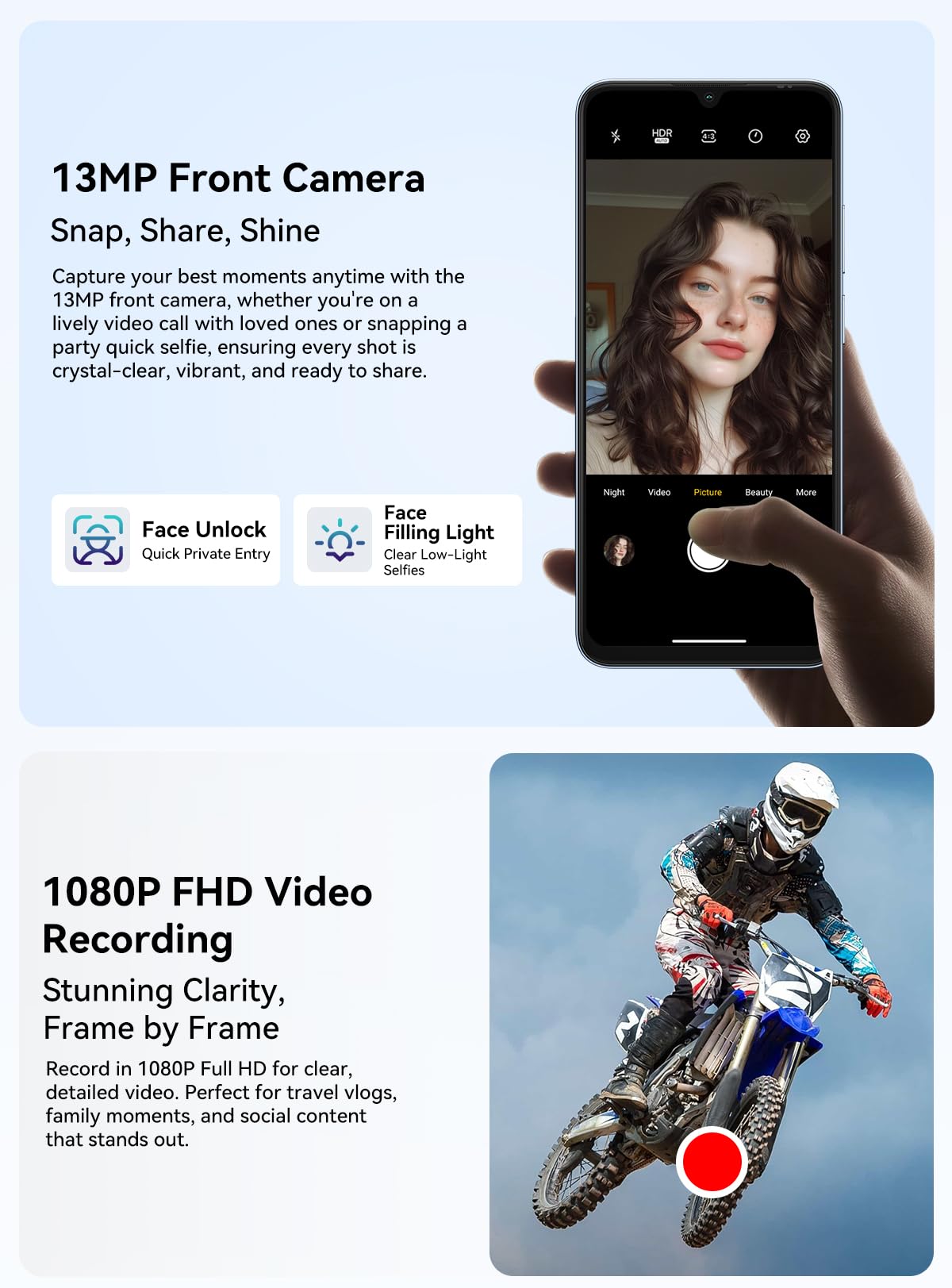 Blackview Wave 10C Smartphone 4G IA Débloqué, 6,88" HD+ Écran, 16Go+128Go(2TB Externe), 3 Assistants IA Intelligents, 32MP+13MP, 3 Emplacement Carte, Android 16 Double SIM Téléphone GPS, Orange