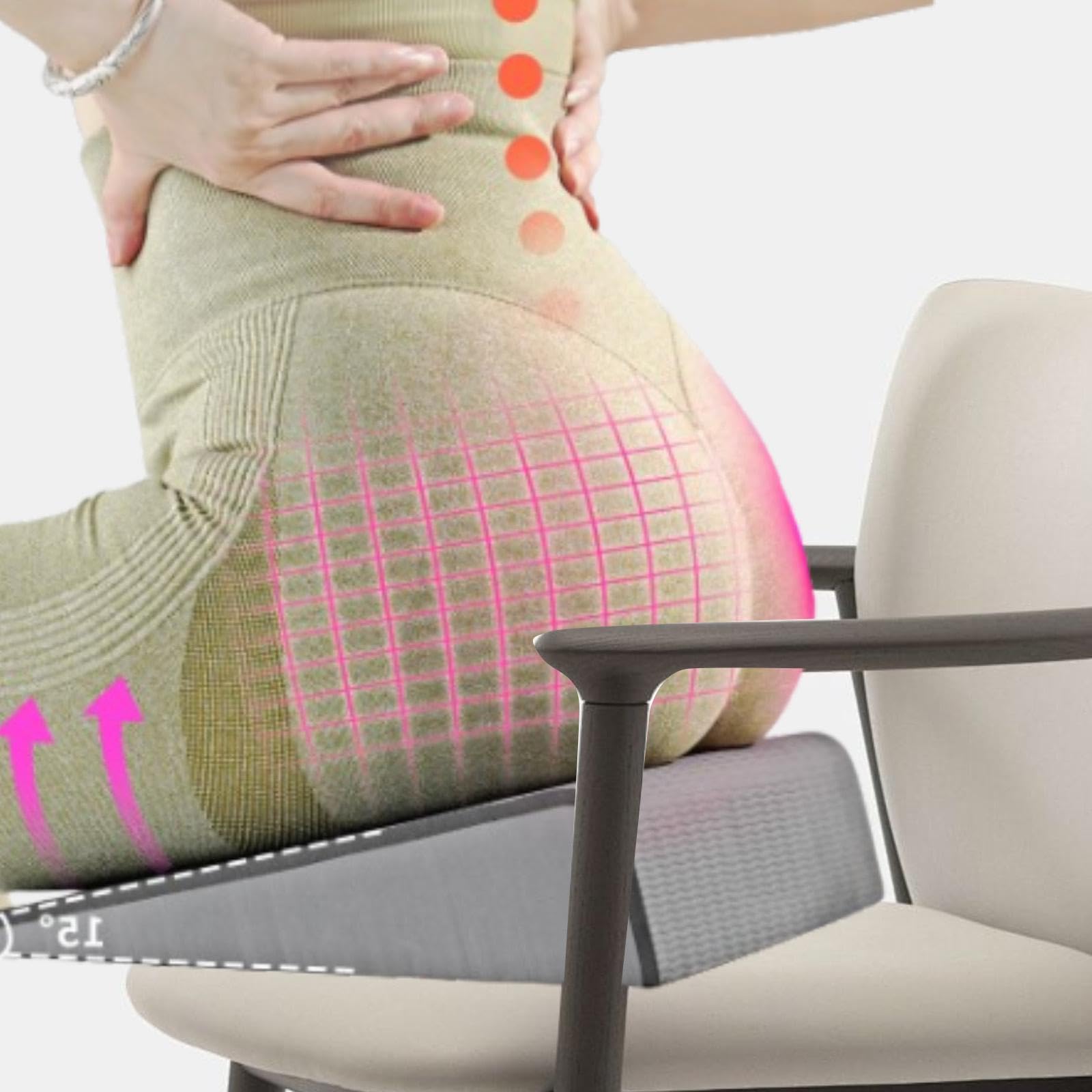 Sharplace Keilkissen für Bürostuhl, Sitzkissen für den Hintern, langes Sitzen, Sitzkissen, Po-Kissen für das Sofa, Fahren, Innen- und Esszimmer, Rosa