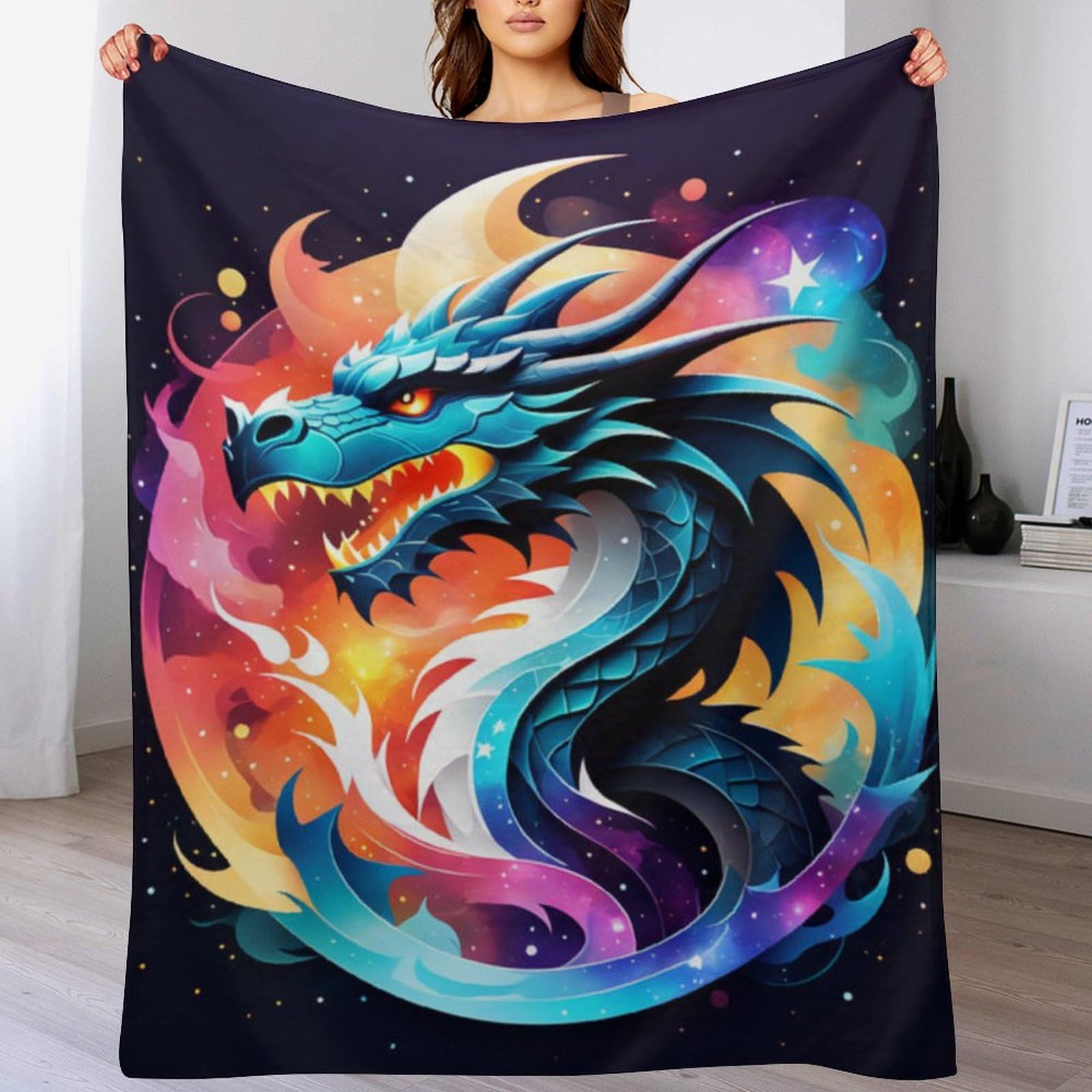 Couverture dragon doudoune douce pour vos soirées télé cocooning sur le canapé 140x180
