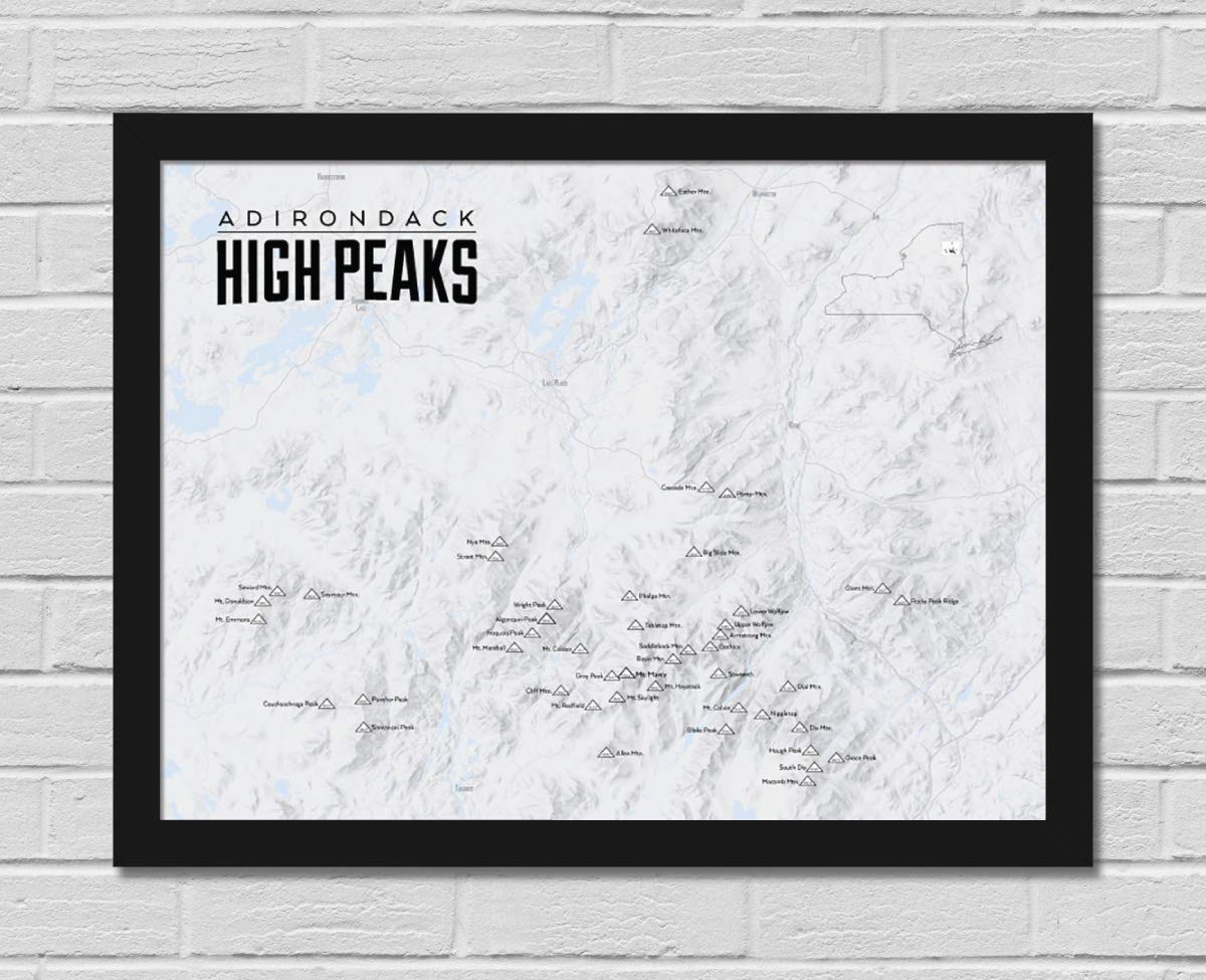 Adirondack High Peaks Checklist 18x24 Poster (Bright Green)