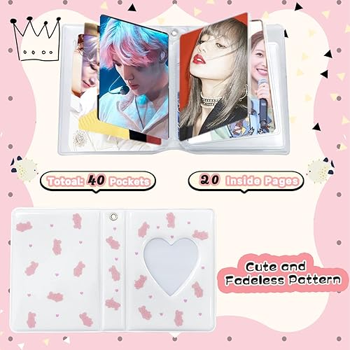 Miniatura 2 de Carpeta para tarjetas fotográficas Kpop de 3 pulgadas, bonito álbum de fotos, portátil, álbum de tarjetas de fotos Kpop con bonito colgante para