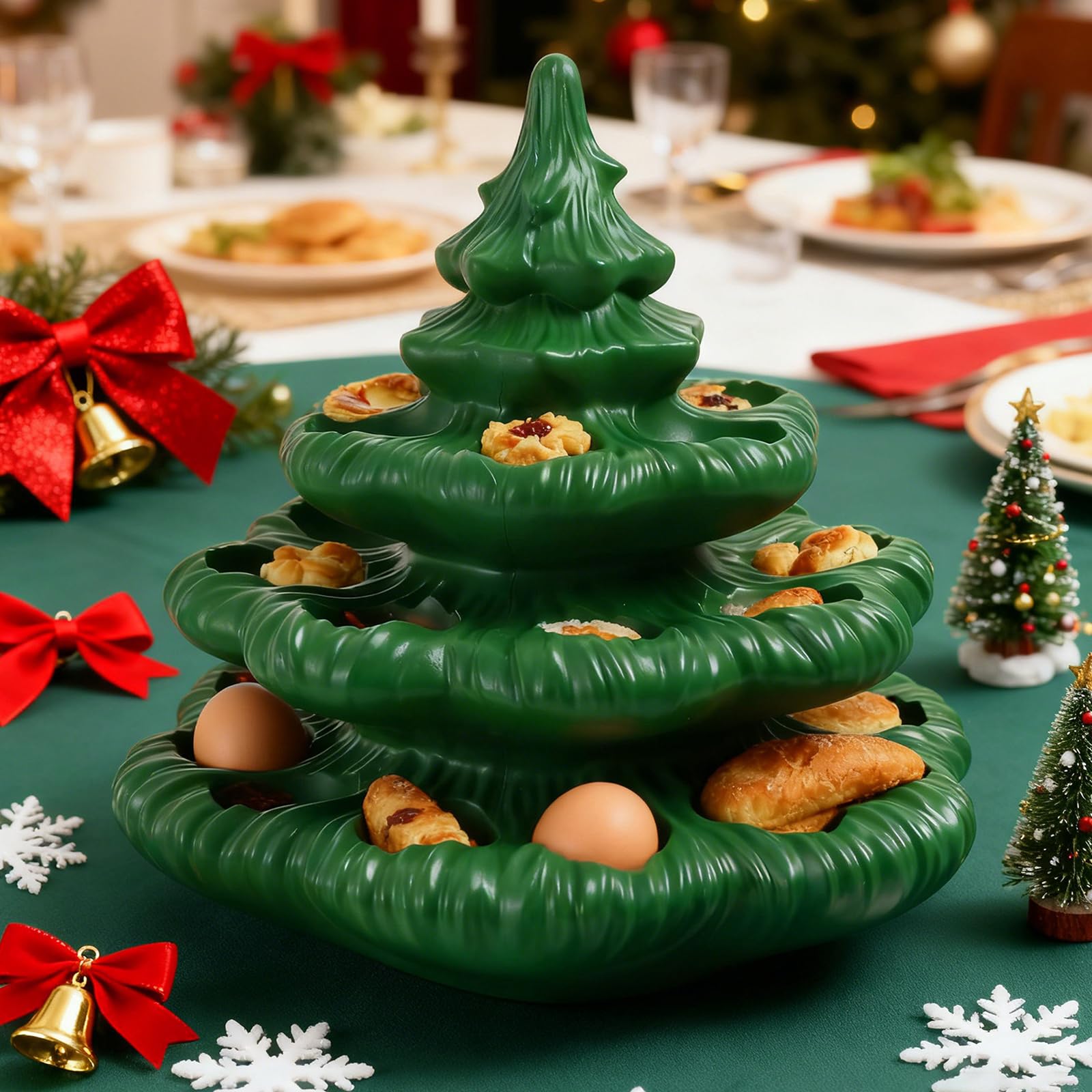 Bandeja para Servir de Resina con temática navideña para Huevos y refrigerios del Forma de árbol de Navidad Solución de Adorno de Cocina fácil de Limpiar Bandeja para Servir para árbol de