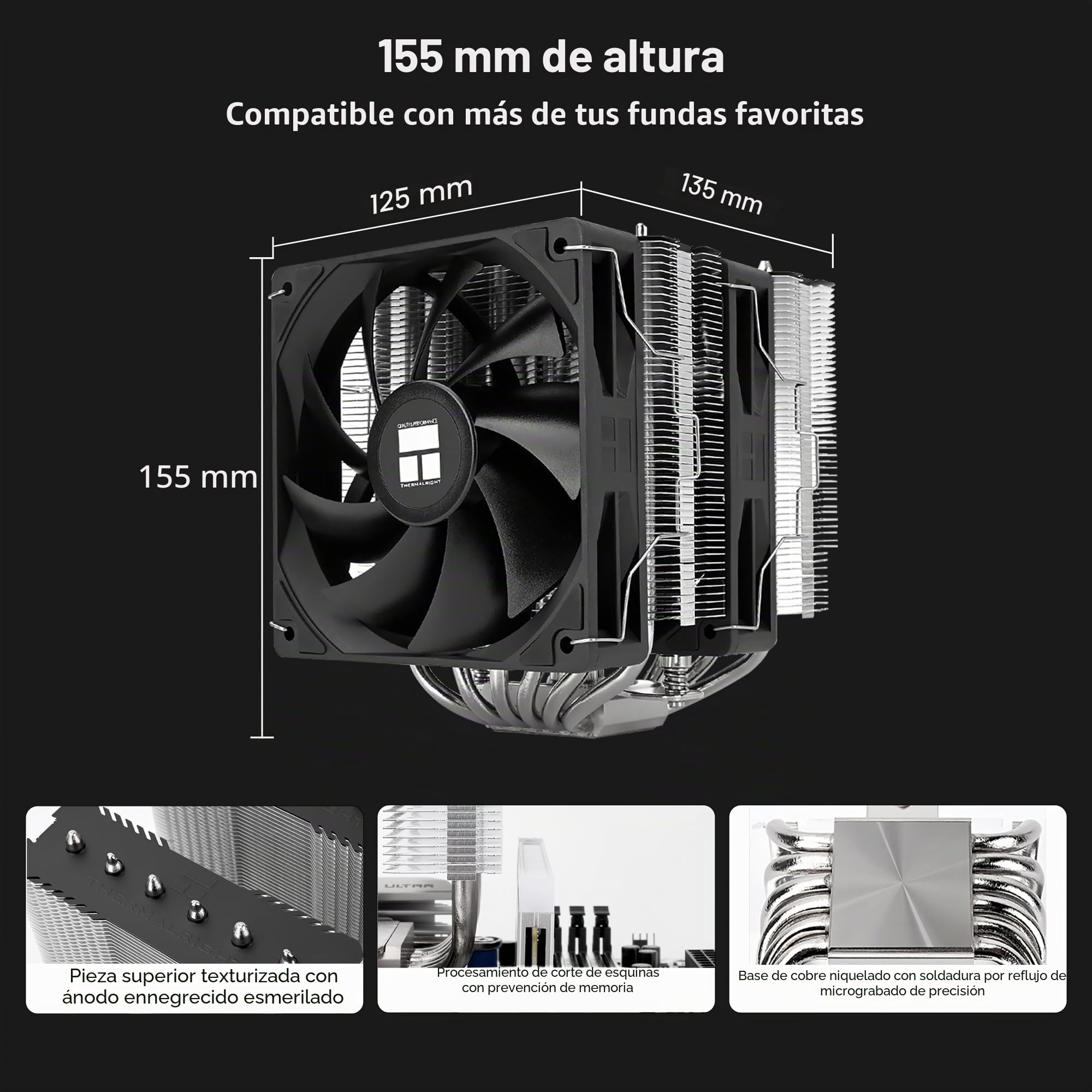 Enfriador de CPU Thermalright Peerless Assassin 120 SE V2, torre doble, 6 tubos de calor, ventiladores PWM duales de 120 mm, 1850 RPM, para AMD AM4/AM5 e Intel LGA1851/1700