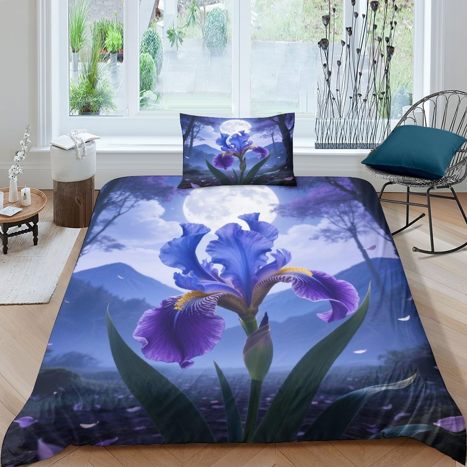 Housse de couette zippée Iris 3D ultra douce pour le lit simple de votre enfant