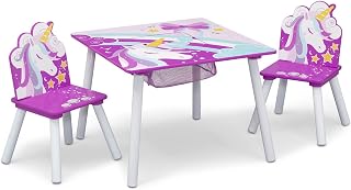 PZCXBFH Unicorn Table and Chair Set with Storage (2 Chairs Included) ; Pink