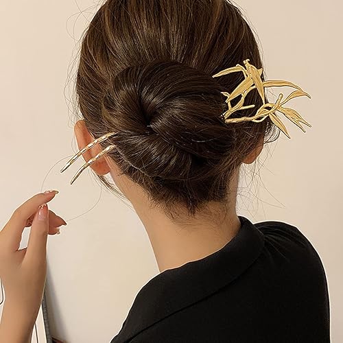 Palo de pelo de estilo chino, horquillas de doble punta, horquilla de pelo con forma de bambú, accesorios para el cabello de Chignon Hanfu para