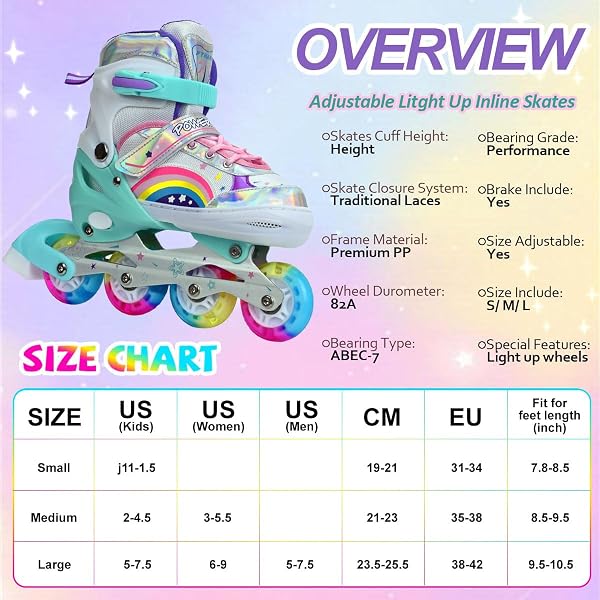 Patines en Linea Ajustables para Niña Niño Patines Linea con Todas Las Ruedas iluminadas, Patines en línea para niños para Uso en Interiores y Exteriores - 4
