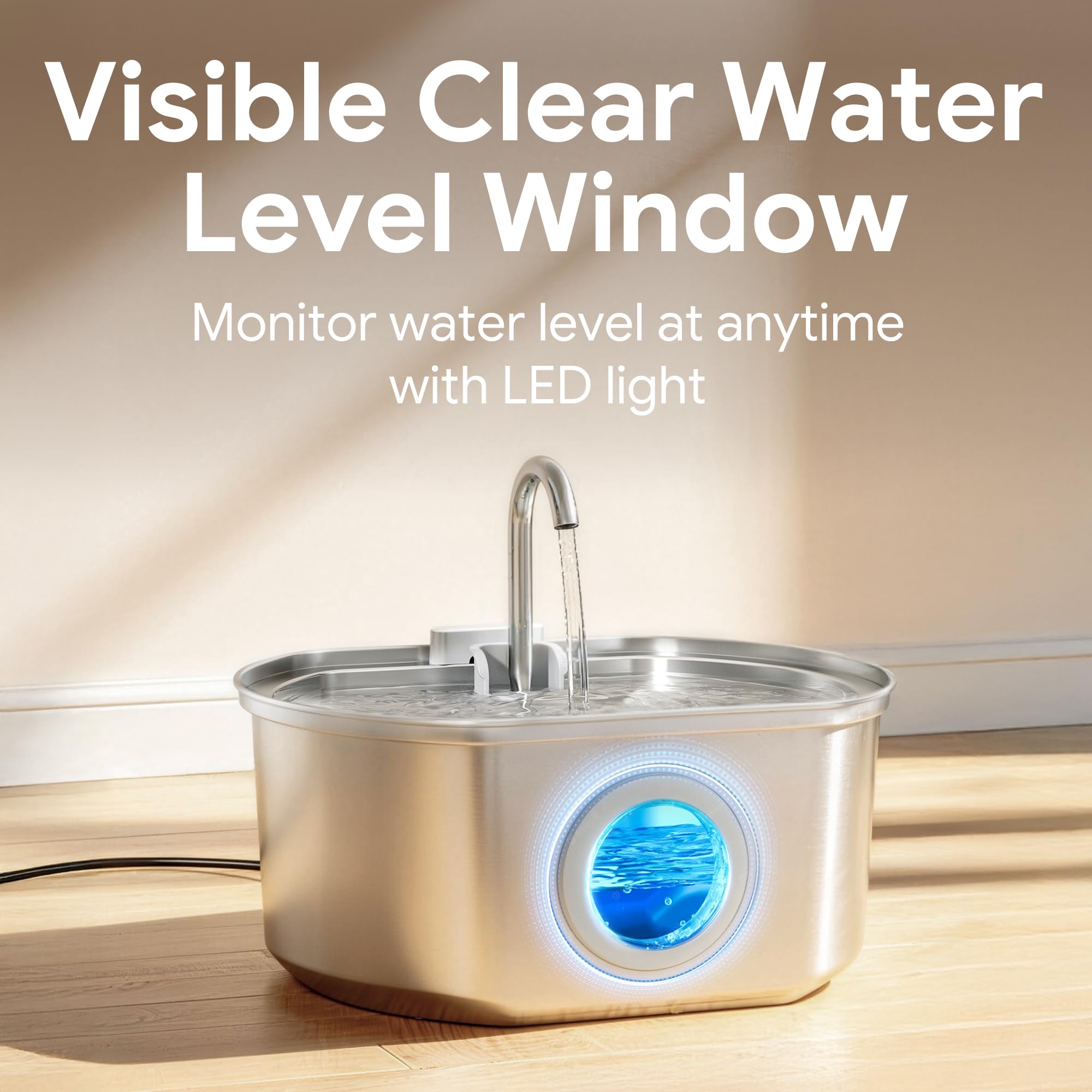 Cat Water Fountain Stainless Steel: 108oz/3.2L Cat Fountain for Drinking view 7