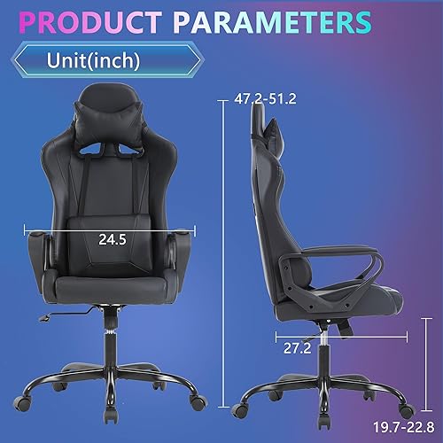 Miniatura 3 de PayLessHere Ergonomic Racing Desk Chair Gaming Chair Computer Chair with Armrests 360° Swivel & Caster Pu Desk Task Chair Executive Headrest Lumbar