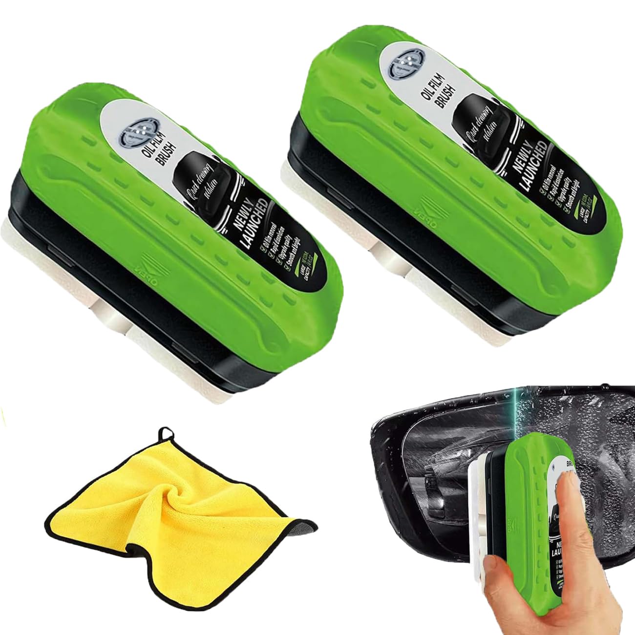 2pack Automotive Oil Film Cleaning Brush Glass Film Cleaning Brush for Windshield Glass Oil Film Remover, Strong Front Windshield Remover for Windshield Improves Clarity and Visibility - 1