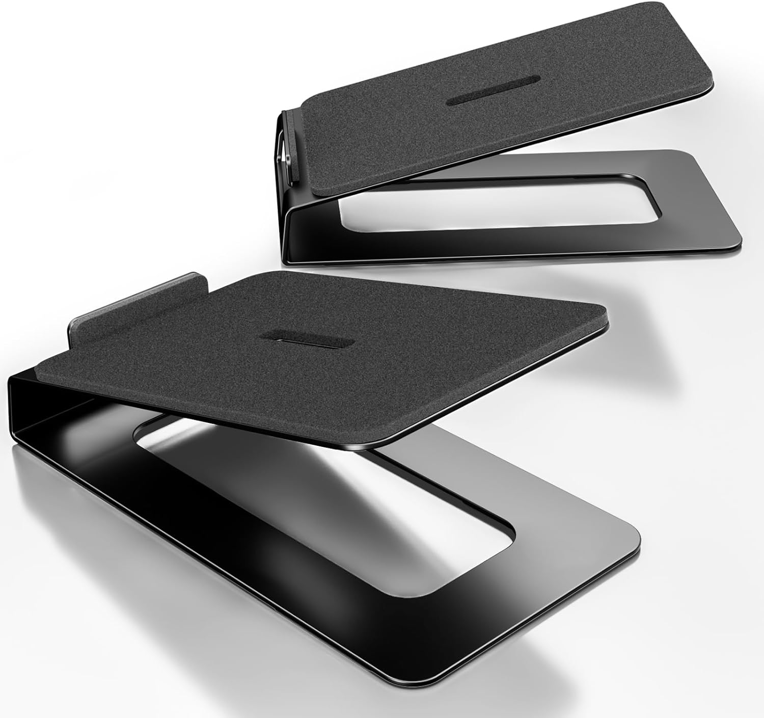 Desk Speaker Stands for Most Bookshelf Speakers,22 lbs Capacity, 16° Tilt Angle Speaker Risers with Anti-Vibration Pads,Compact for 3"-4" Studio Monitors,Space-Saving Stands for PC Speakers,Black