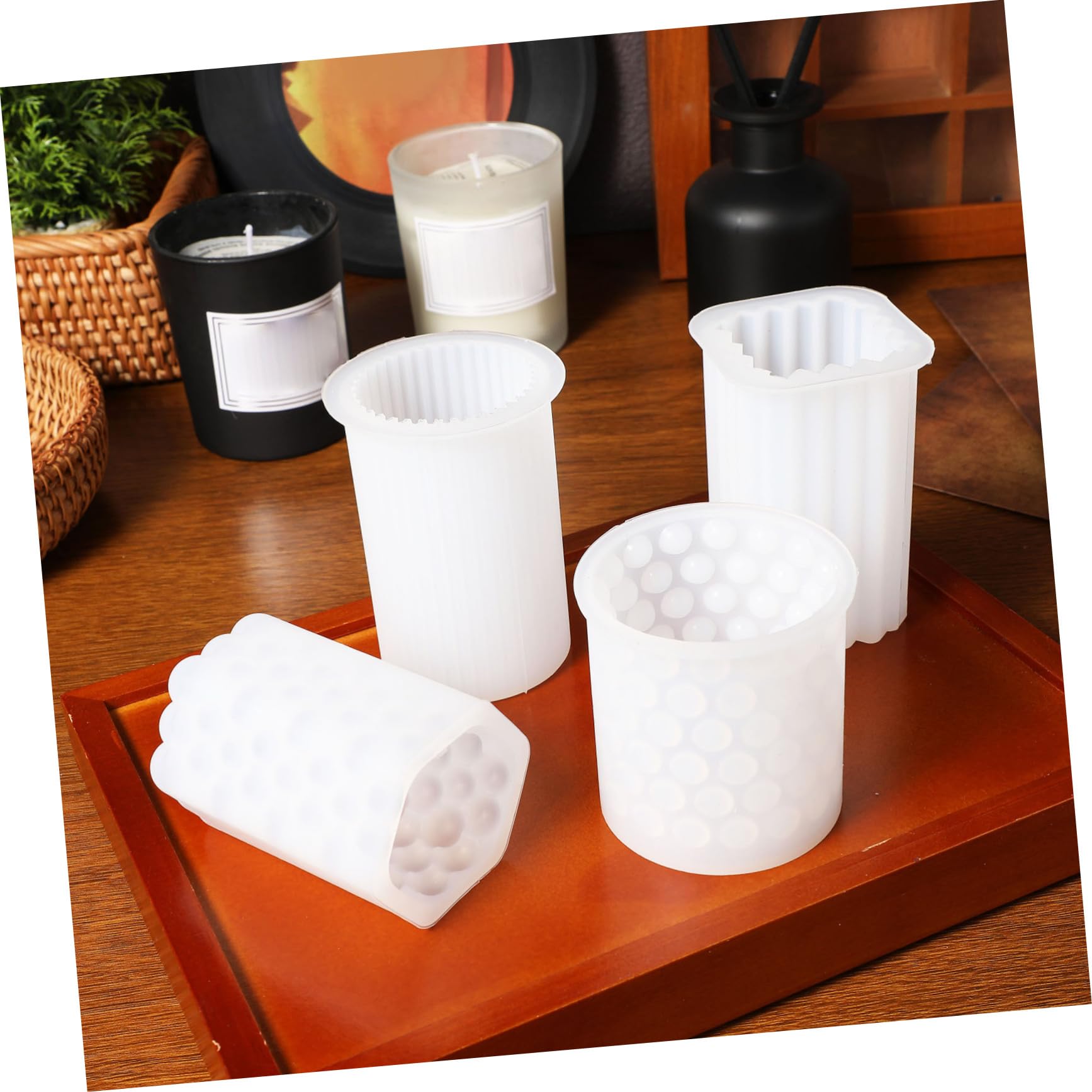 SHINEOFI 3 Set Di Per Candele in Silicone Per Realizzare Candele Facili Da Usare Forme Di Per Candele A Colonna Confezione Da 4 Pezzi*3