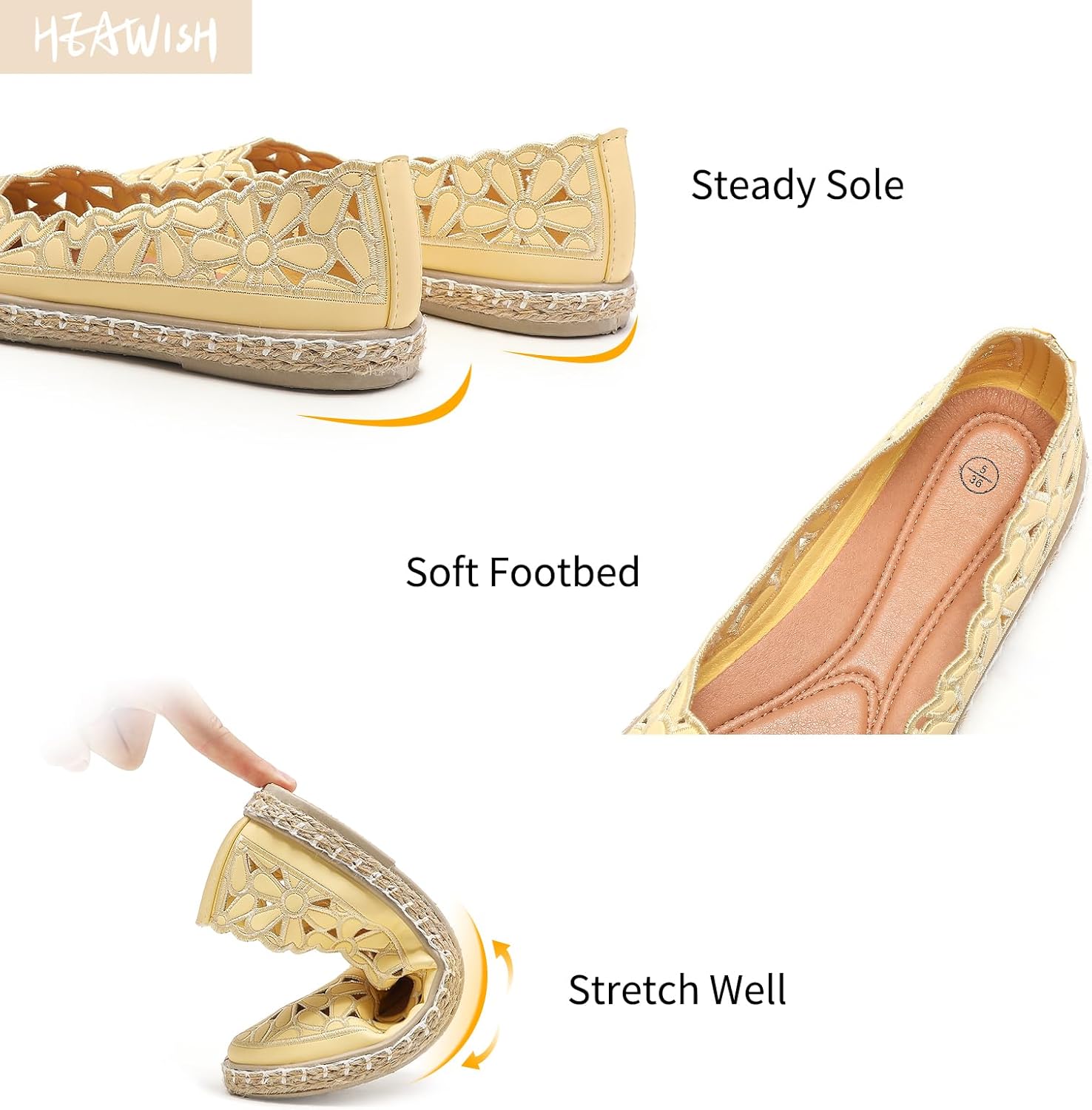 HEAWISH Women’s Ballet Flat Daisy Round Toe Dress Shoes Casual Slip On Rope Loafer - Image 4