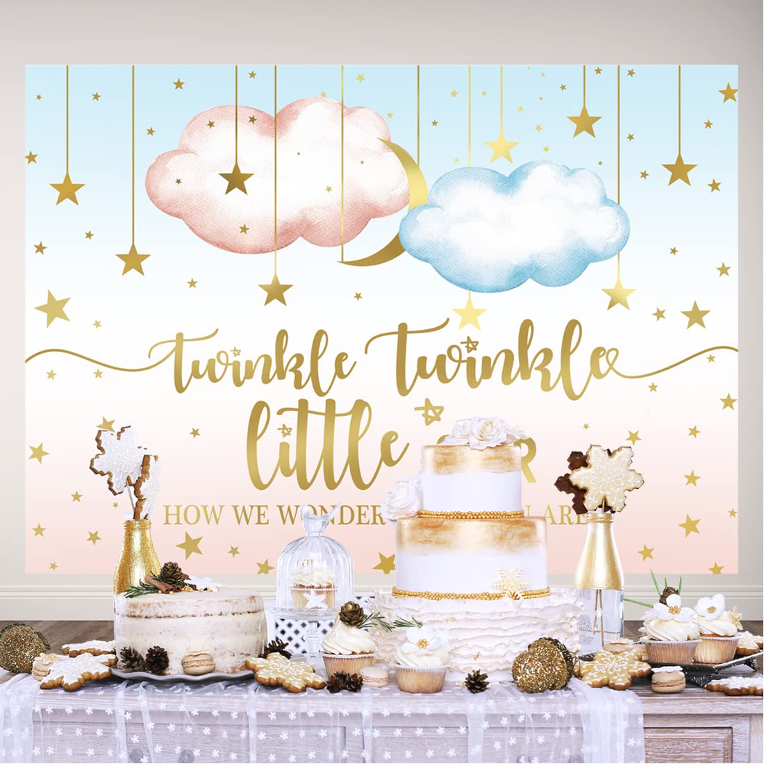Twinkle Twinkle Little Star Baby-Enthüllung Hintergrund – 2,7x1,8 M, Vinyl, Für Fotoshootings