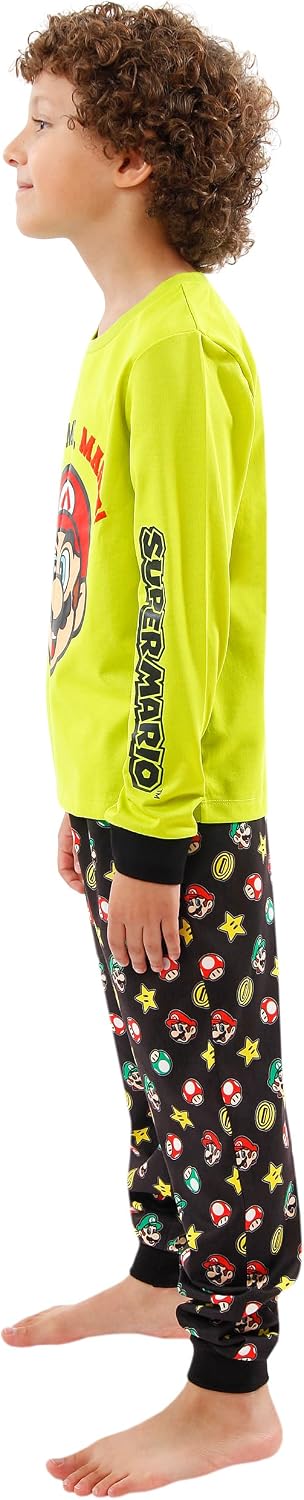 Super Mario Pajamas | Luigi Pajama Set | Gaming Long Sleeve Boys Pajamas | Boys PJs Multicolored 10