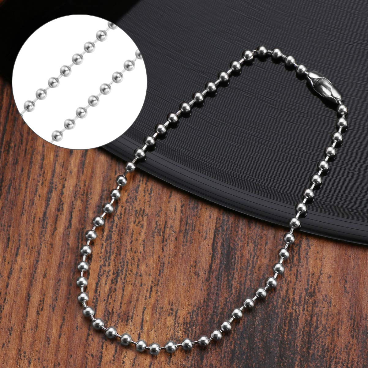Cabilock 3 Meters Length Stainless Steel Ball Bead Chain 2. 4MM Diameter Beaded Roller Chain with 10 Matching Connectors Metal Bead Chain