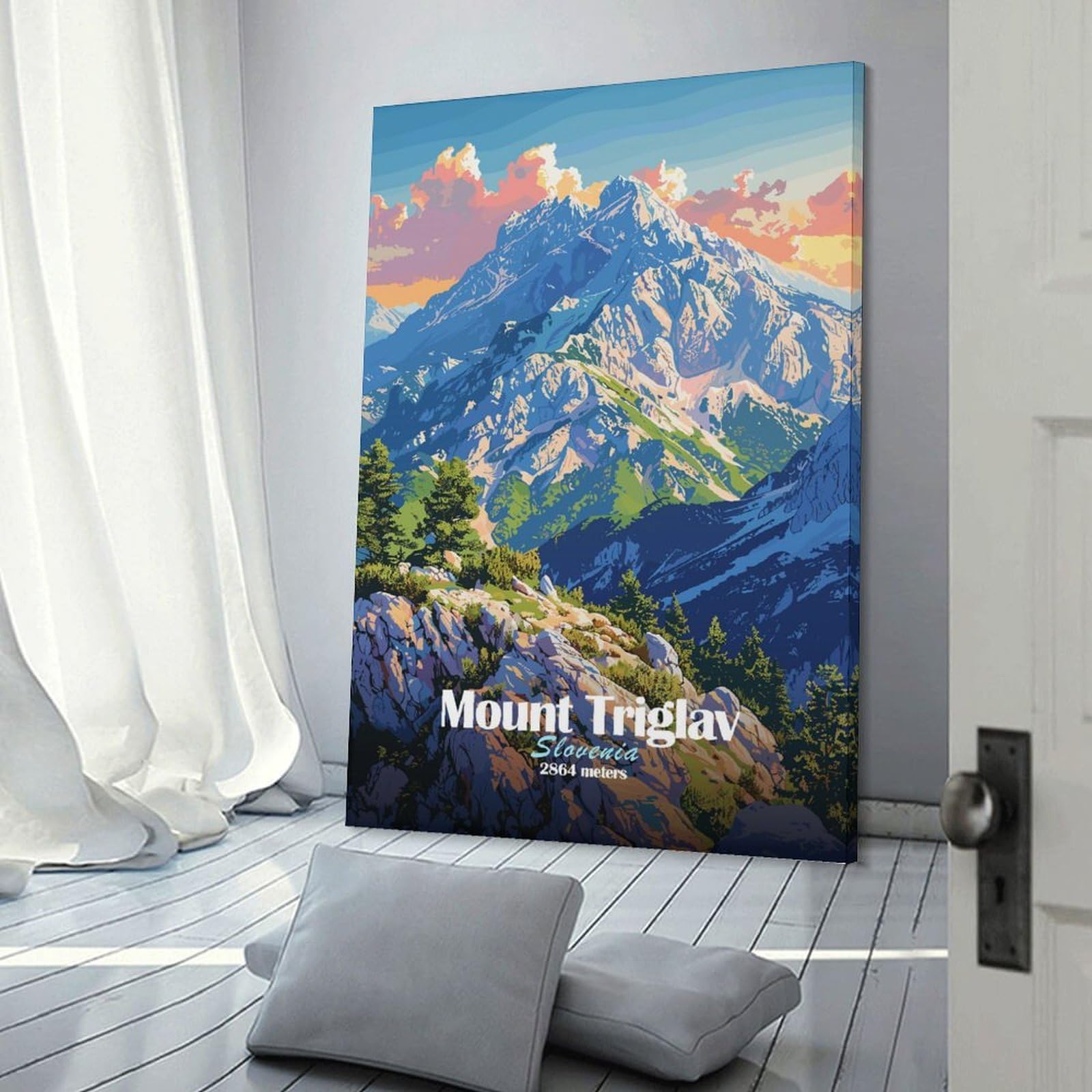 Junmoney Mount Triglav Slovenia Room Decor Wall Art 08x12inch(20x30cm), for Bedroom Walls, Guest Spaces Or Lounges, An Easy Wall Refresh for Bedrooms