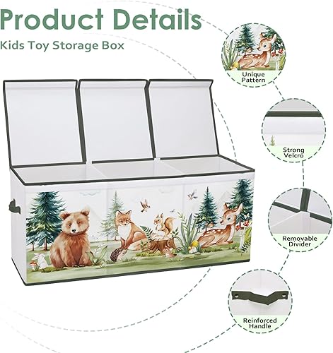 Miniatura 12 de Caja de juguetes grande organizadora con tapa abatible para niños, caja de almacenamiento de juguetes Oxford plegable con asas para niños y niñas,