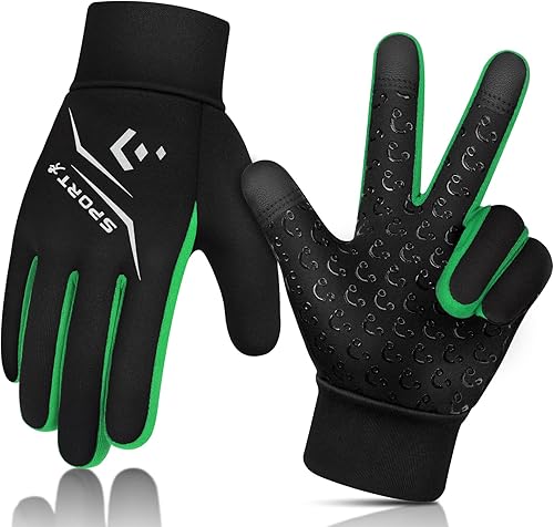 Guantes de ciclismo cálidos de invierno para niños, guantes para pantalla táctil para clima frío para niños, montar en bicicleta y fútbol con agarre