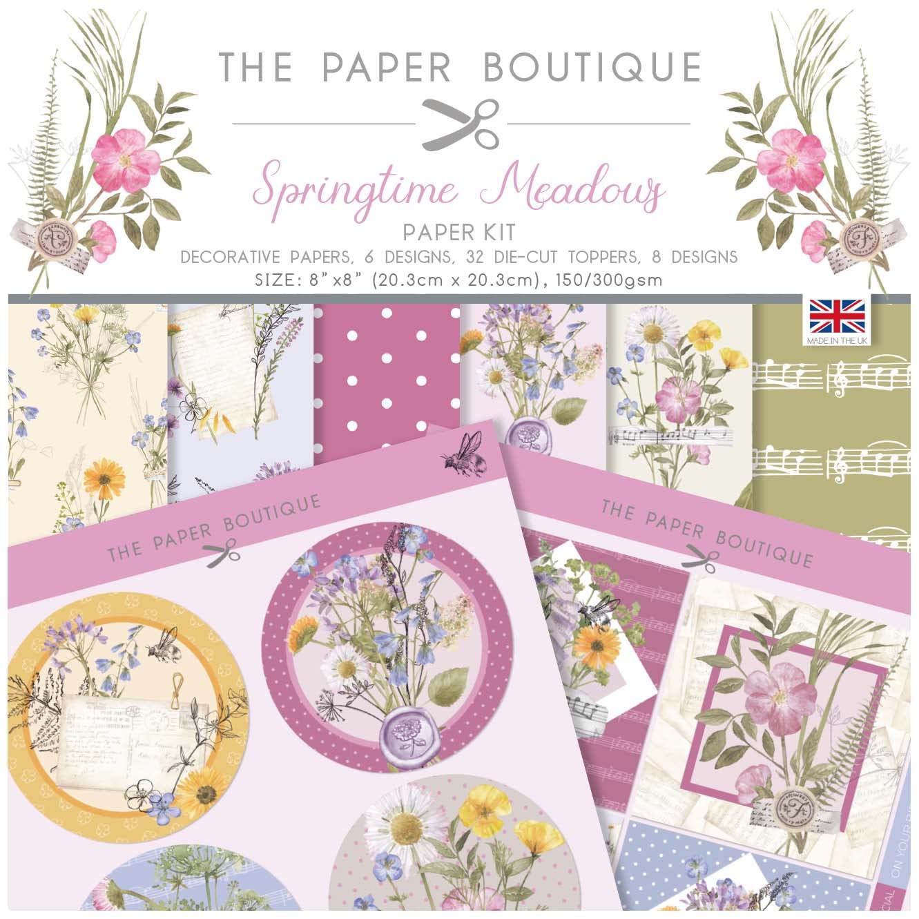 The Paper Boutique - Spring Meadows - Paper Kit, Multicoloured,8 x 8 inches,PB1840