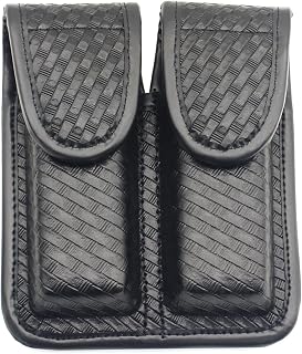 ROCOTACTICAL Basketweave Double Magazine Pouch, Snap Double Handgun Double Mag Pouch, for 2.25" Duty Belts, Fits Glock 17, Belt Loop - ROCOTACTICAL