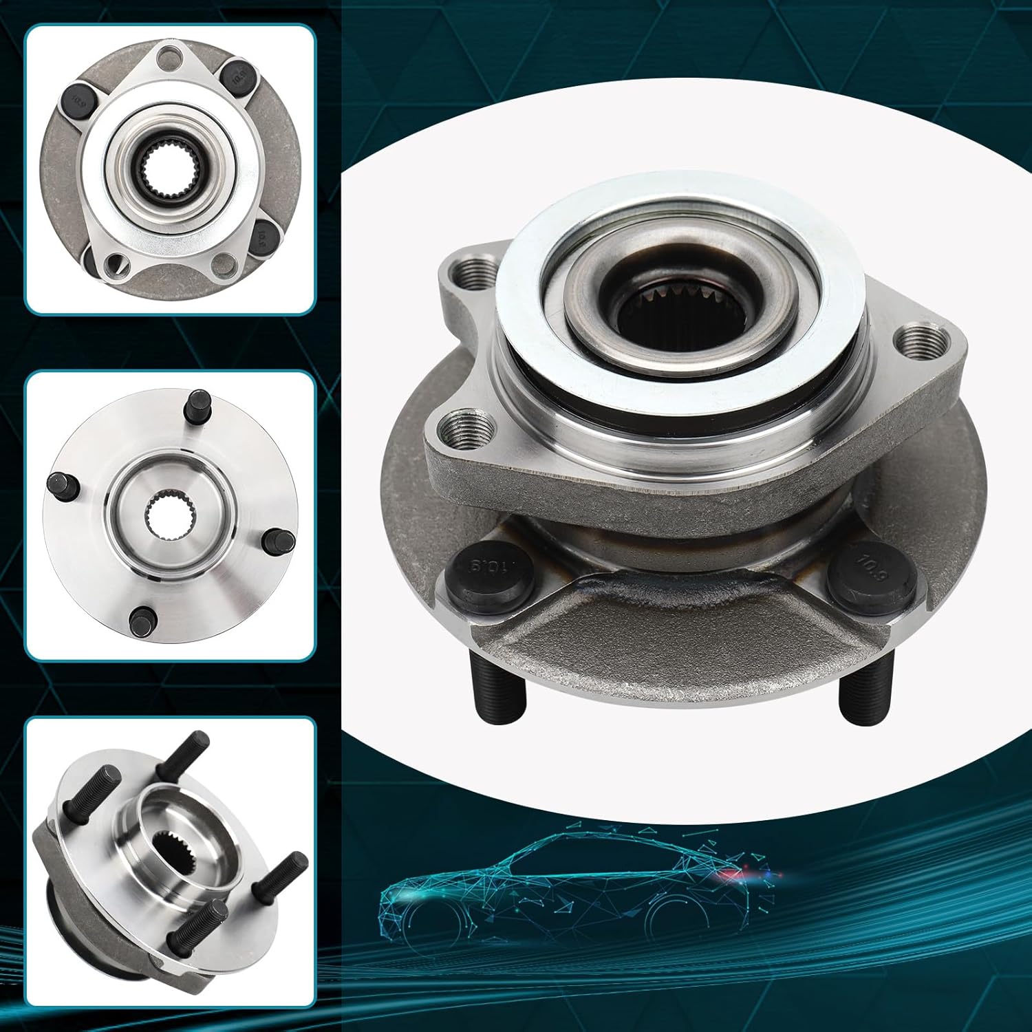 IRONTEK Front Wheel Bearing and Hub Assembly 4 Lug w/ABS FITS 2007-2010 for Nissan Versa S/SL, 2009-2010 for Nissan Versa 1.6/1.6 Base 513308