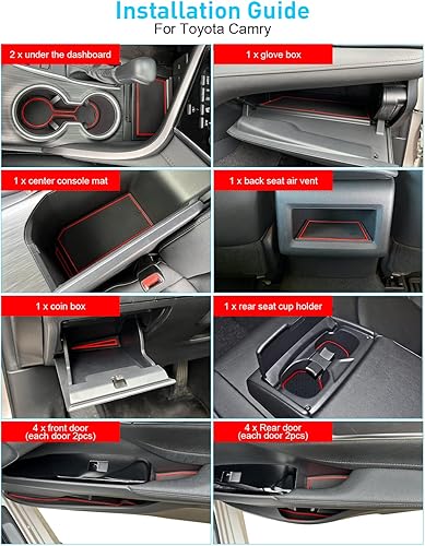 Miniatura 4 de Para Toyota Camry Accessories 2018 2019 2020 2021 2022 2023 2024 Inserto de portavasos personalizado, organizador de consola central, tapete de