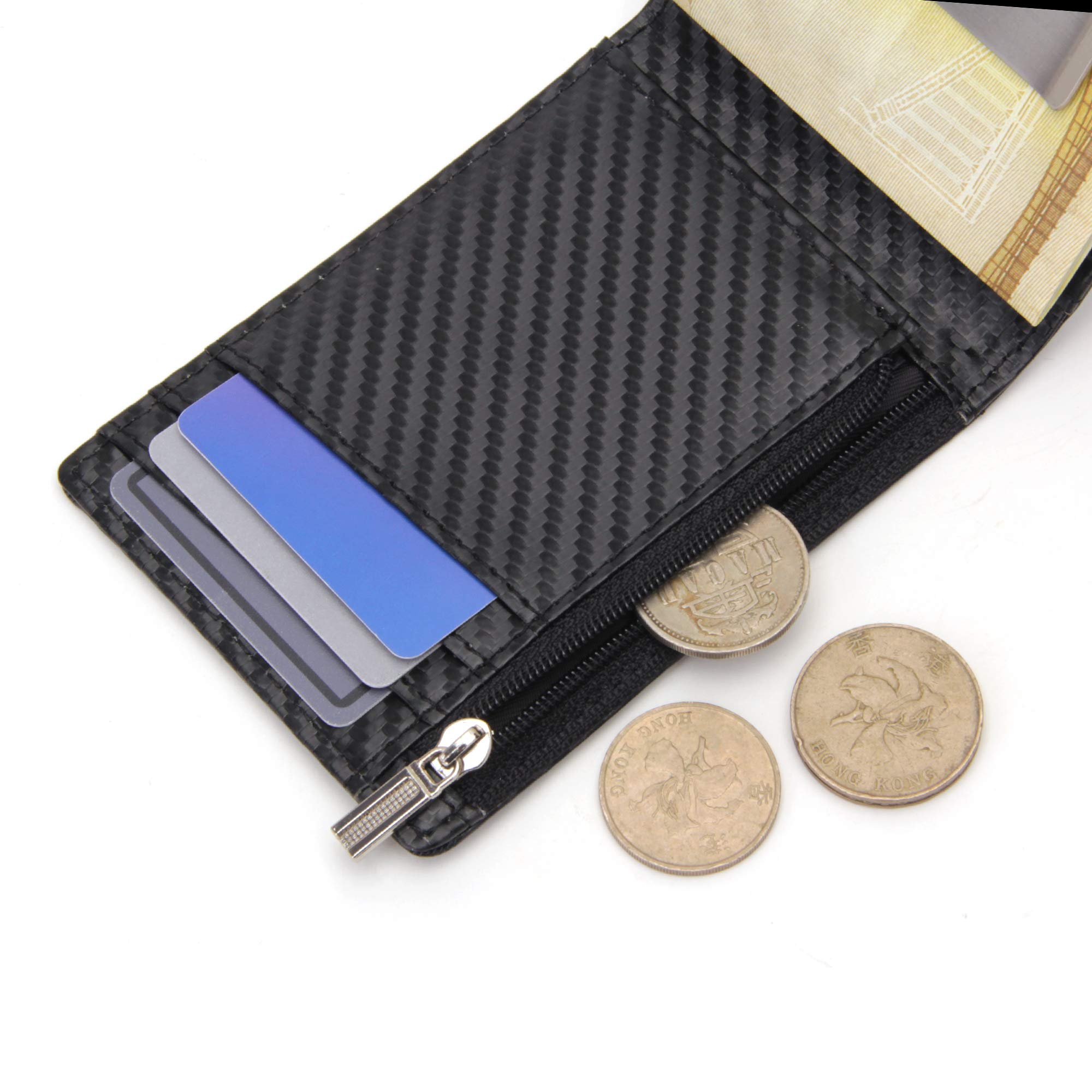 Portafoglio Uomo Slim In Pelle Nera Con Blocco RFID E Fermasoldi &ndash; Bifold