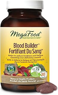 MegaFood Iron Supplements Multivitamins for Women 72 Blood Builder Iron Pills Tablets with Vitamin C Vitamin B12 Folate Rice Beets Root Fatigue Anemia Hair Loss Iron & Ferritin Deficiency