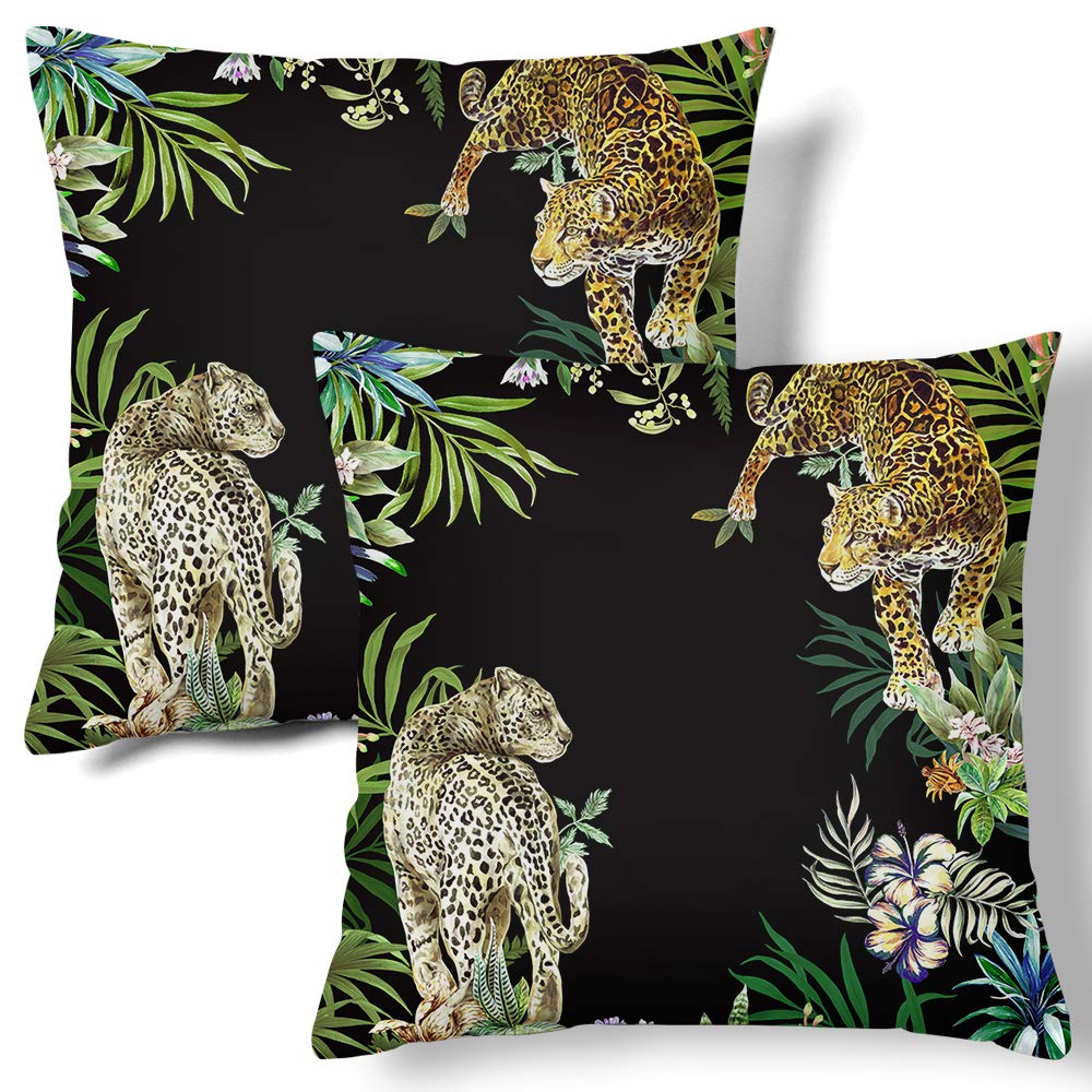 HMS Happy Memories Decorative Square Velvet Throw Lumbar Pillow Cover Cushion Cases Floral Flower Leopard Cheetah for Couch Sofa Bed Living Room Bedroom