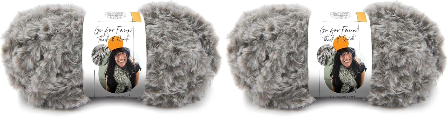 Lion Brand Yarn Go for Faux Thick & Quick Bulky Yarn, Husky (Pack of 2)