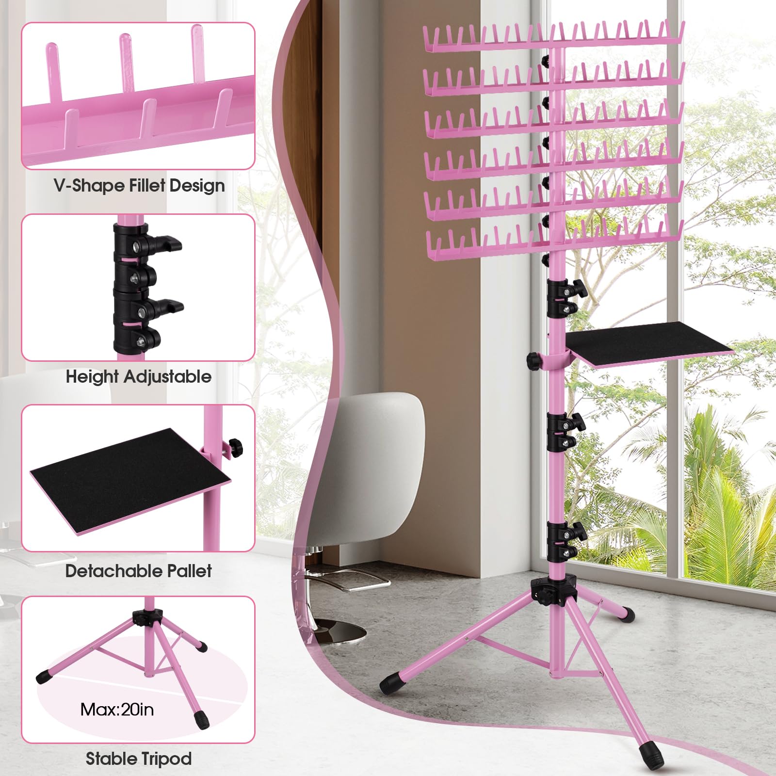 Snapklik.com : Klvied Braiding Hair Rack Standing 144 Pegs, Heavy Duty ...