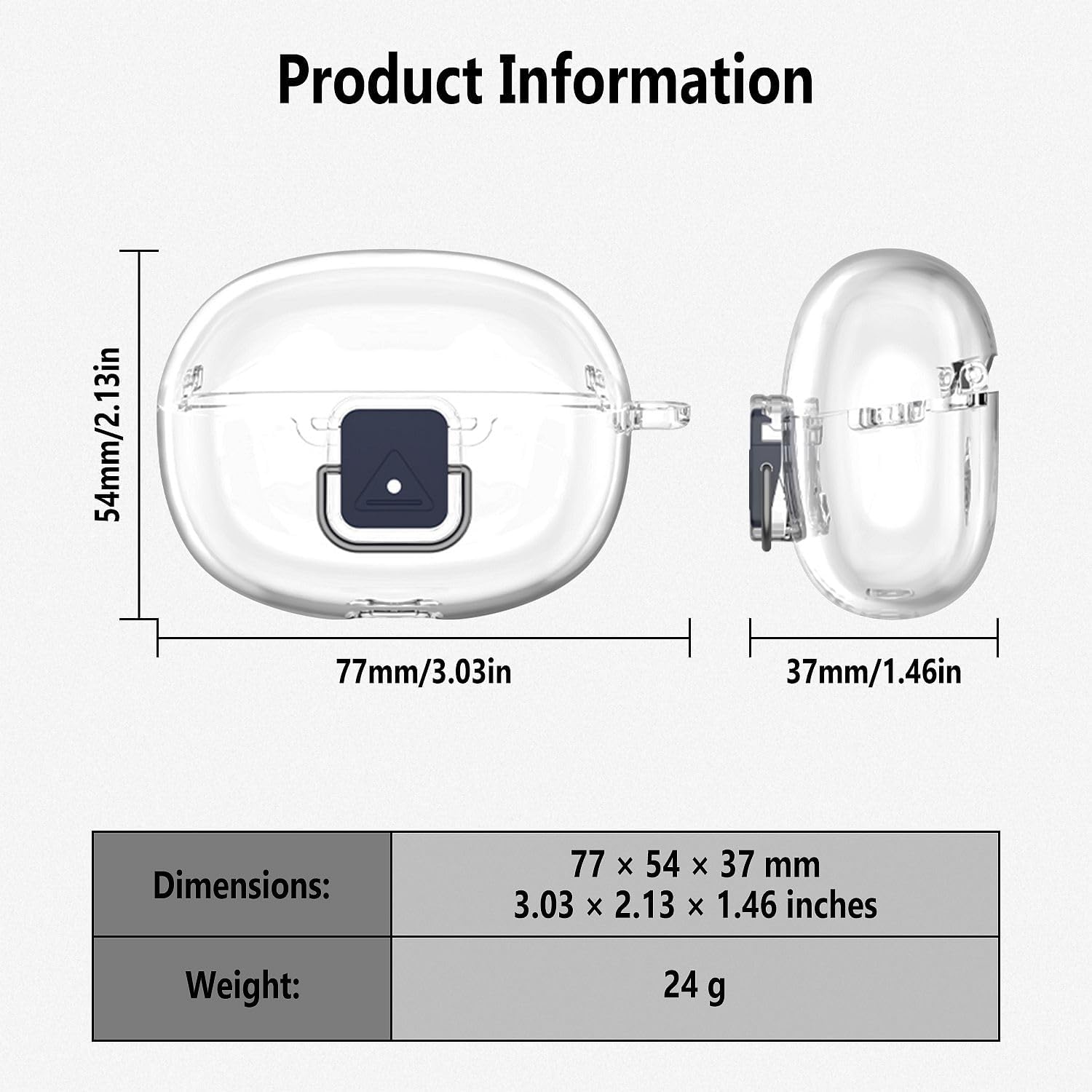 Geiomoo TPU Case for SHOKZ Open Dots ONE, Soft Flexible Scratch Resistant Protective Cover with Carabiner (Clear) - Image 3