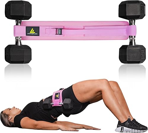 FITFABFLEX Cinturón de empuje de cadera para pesas, banda de empuje de cadera, fácil de usar con mancuernas, pesas rusas o platos, acolchado