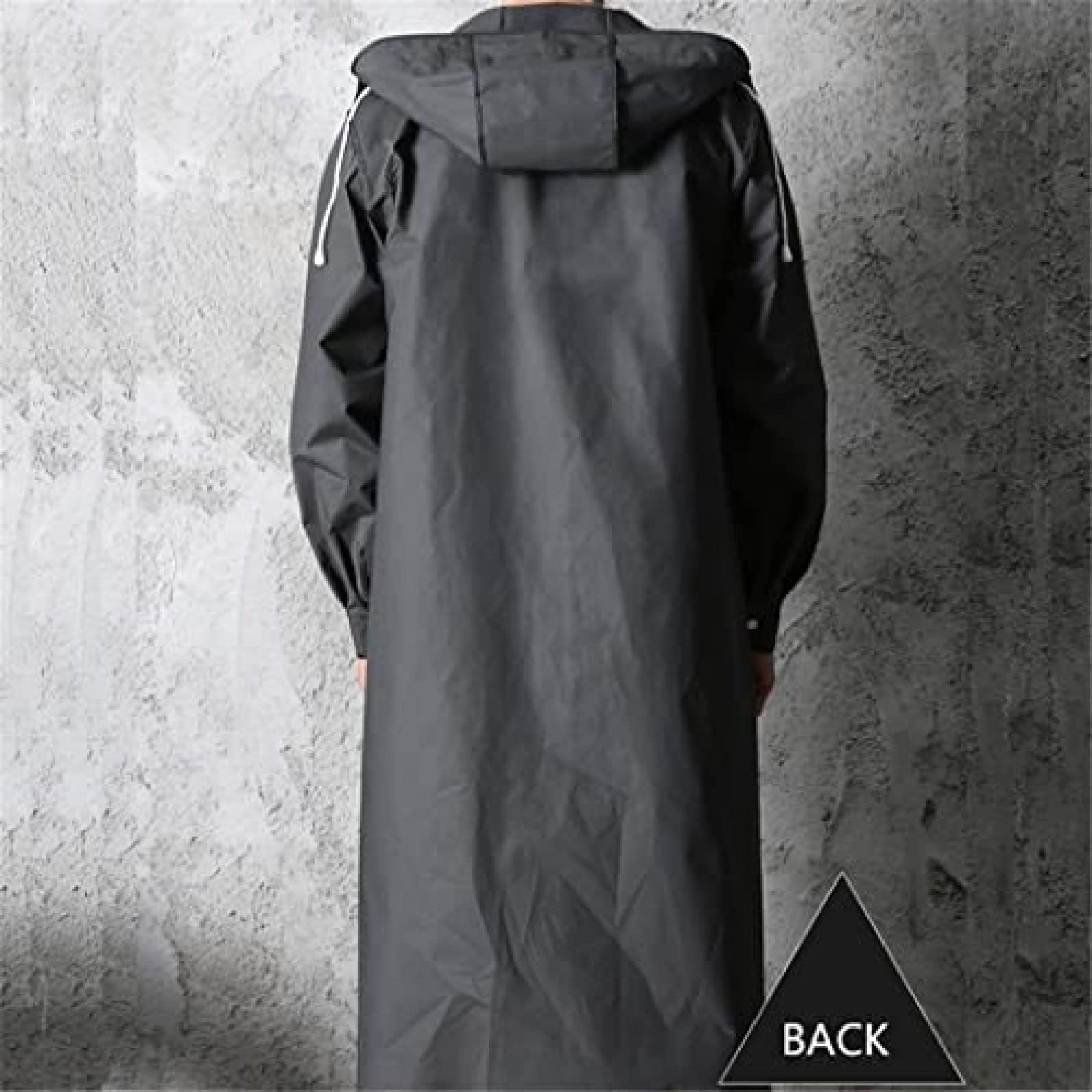 OUTS Chubasquero Largo Impermeable Negro para Hombre Y Mujer, Chubasquero con Capucha para Exteriores, Senderismo, Viajes, Pesca, Escalada, Engrosado,Negro,3XL,Pleasant63