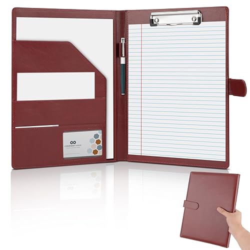 Professional Padfolio, Multi Function Faux Leather Portfolio Binder with Clipboard