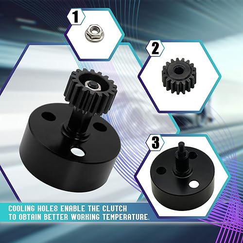 Miniatura 6 de FLMLF Campana de embrague de aleación con engranaje de piñón de acero endurecido 17T Set de actualización para 15 RC Hpi Baja 5B 5T 5SC TOP Speed RC