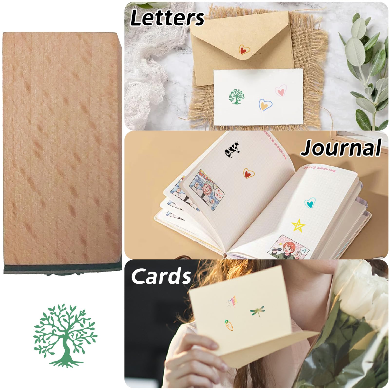 Craspire Tampon En Caoutchouc Bois Arbre De Vie 3/5 Pouce - Mini Tampons Vintage Pour Scrapbooking