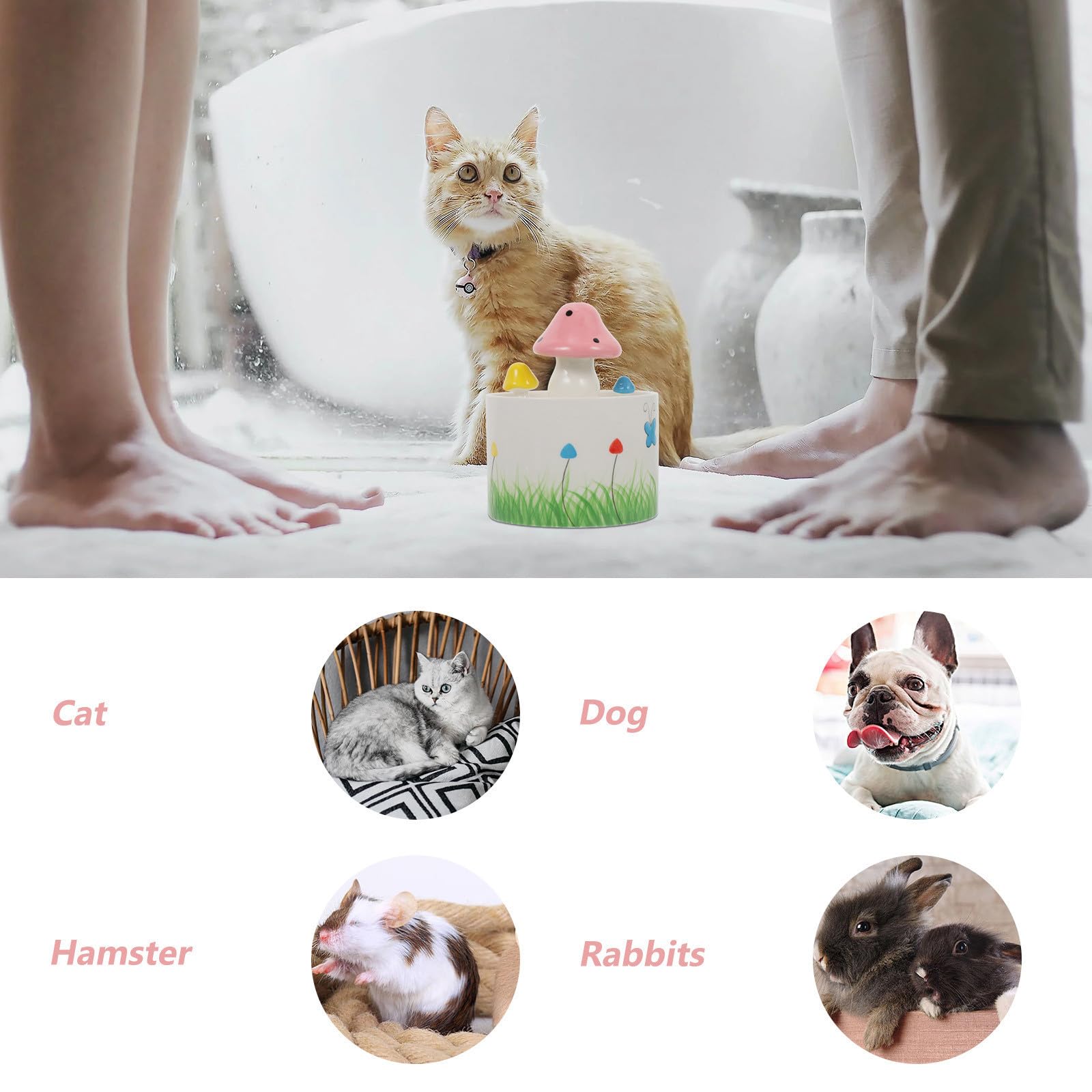 Zerodeko Großer 1l Wasserschale für Haustiere Automatischer Hunde Trinknapf aus Keramik Geeignet für Zuhause und Haustierbesitzer