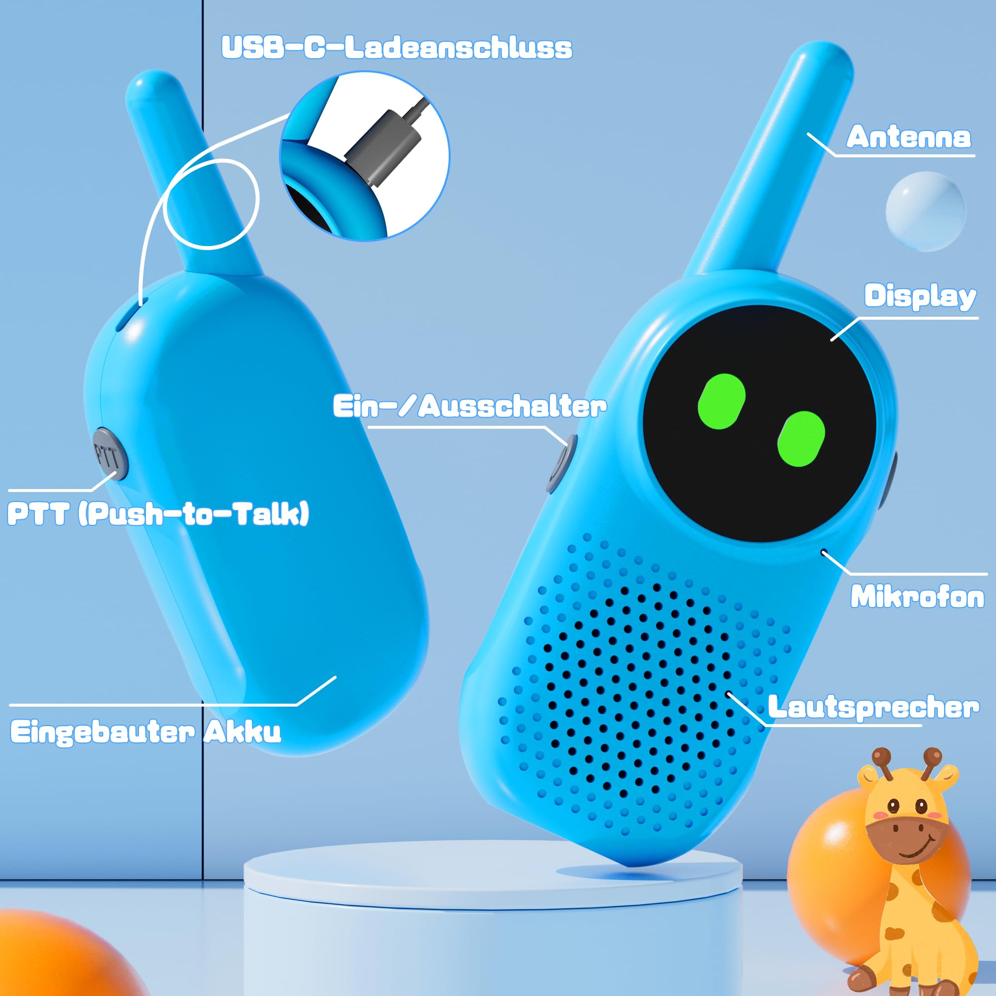 Walkie Talkie Kinder ab 3 4 5 6 7 8 Jahre, NXGKET 4er Set Aufladbar Walkie Talkies, Funkgerät Radio Walki Talki, Spielzeug Geschenke für 3–12 Jährige Junge Mädchen zum Geburtstag Weihnachten Ostern