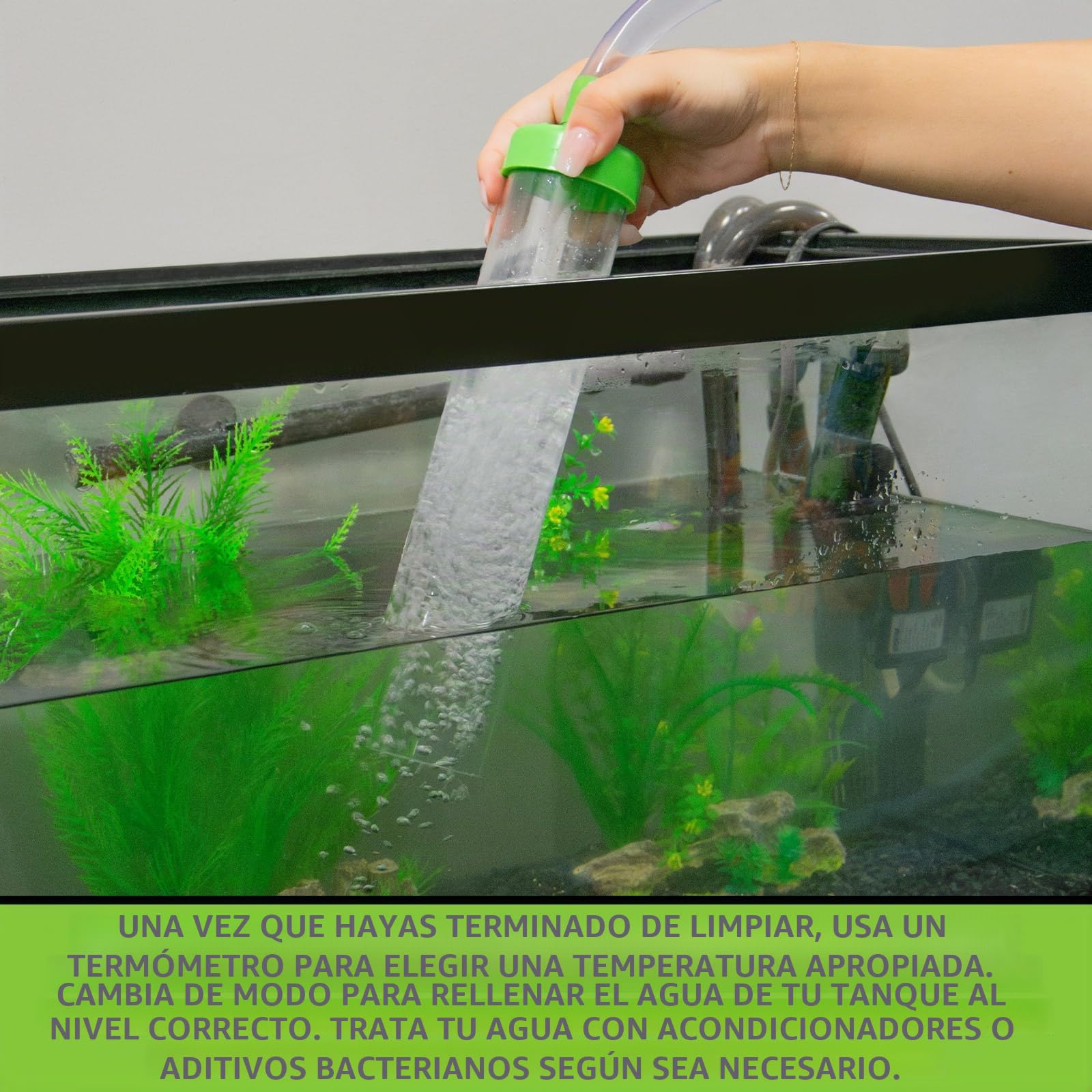 Python - Sistema de Mantenimiento de Acuario sin derrames, Limpiador de Grava y Cambiador de Agua, 50 pies