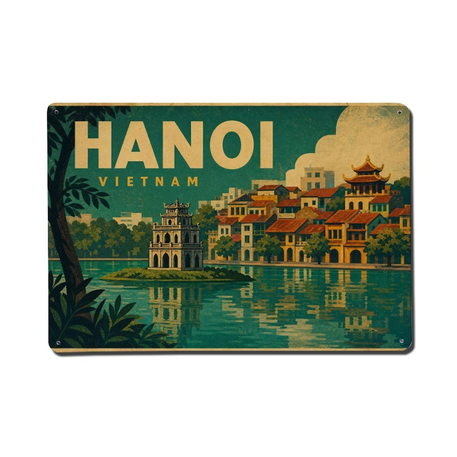 Fqcyn Style Metal Tin Sign Retro Travel Vietnam Hanoi