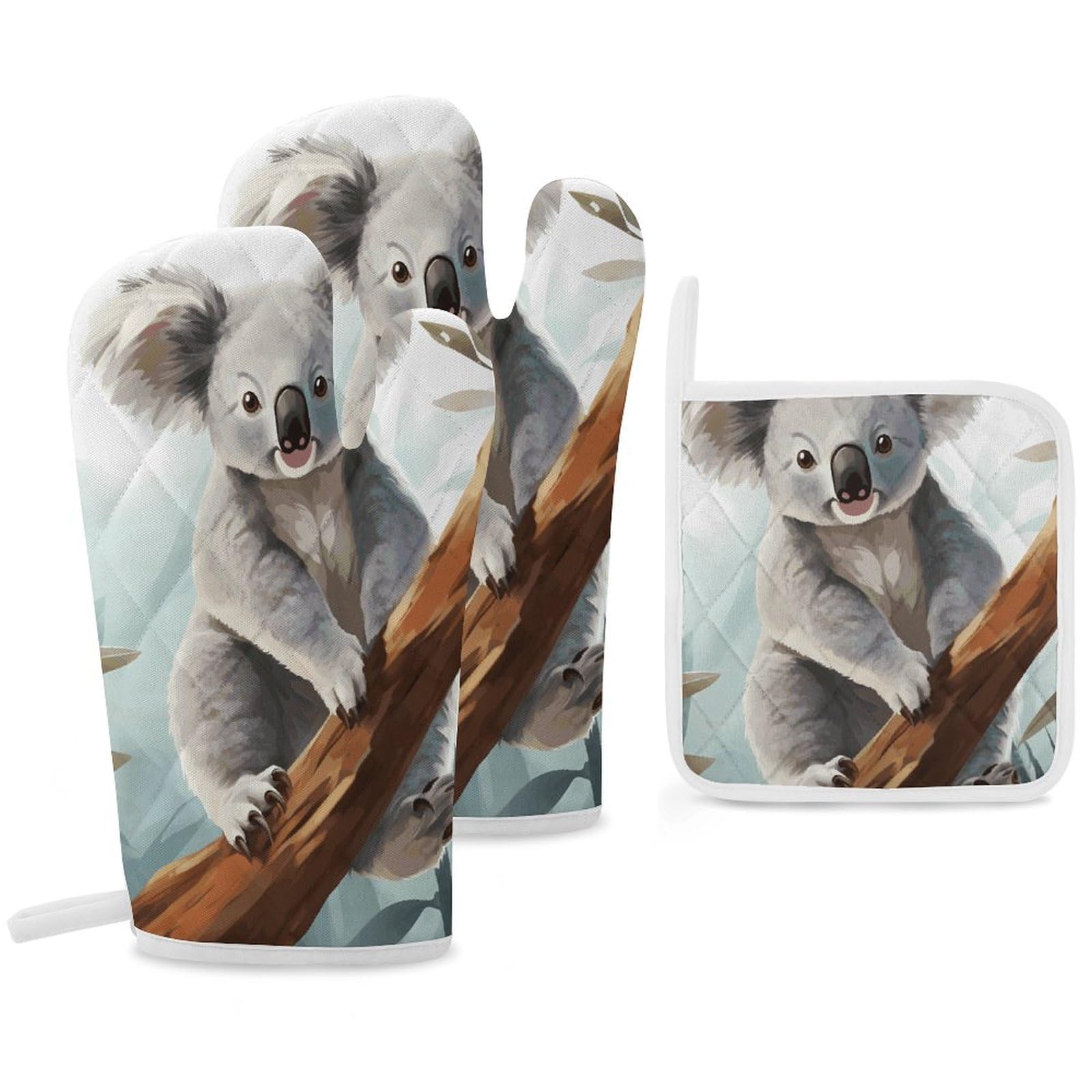 Gants de cuisine koala résistants à la chaleur pour cuisiner en famille