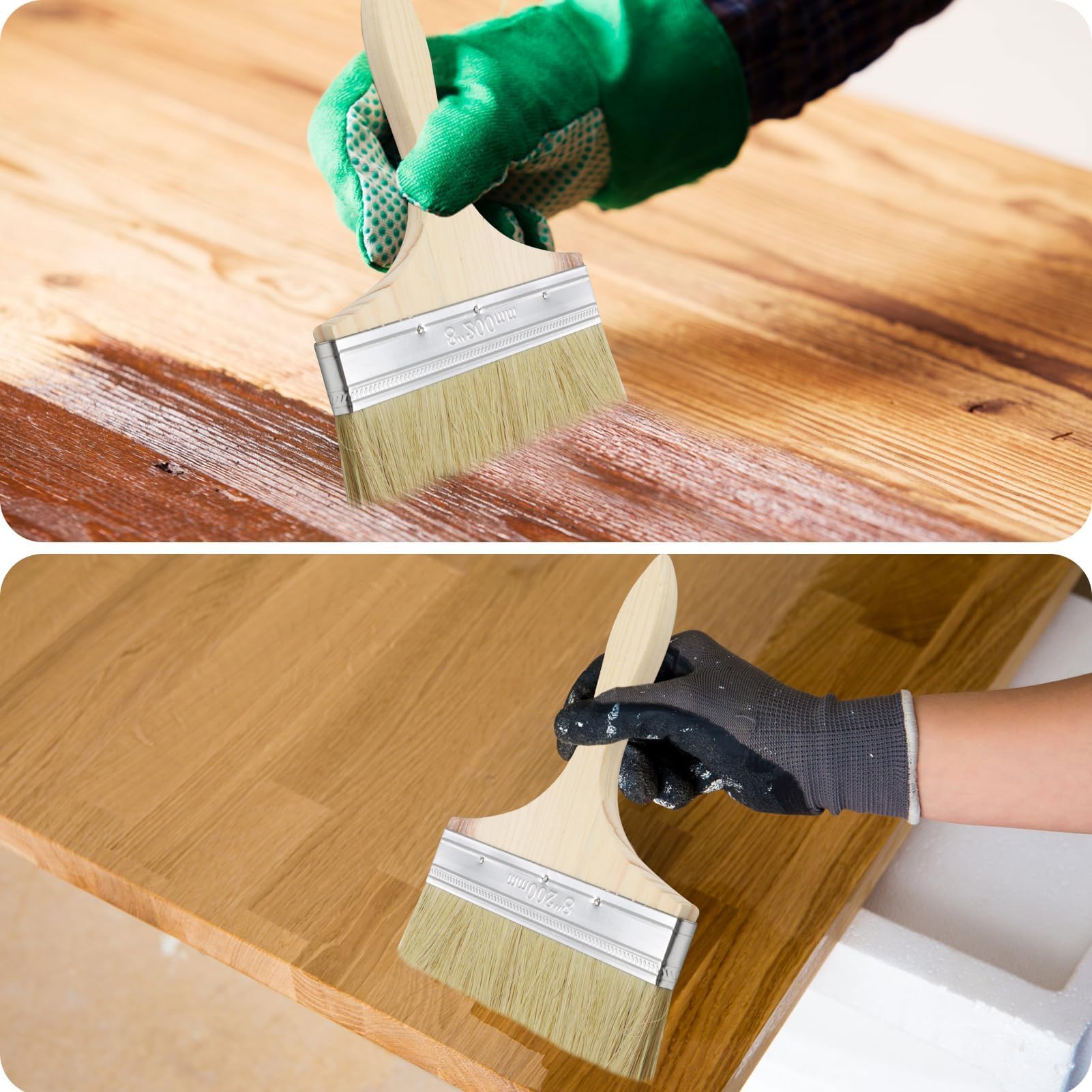 Pennelli Pittura Muri 200 mm Edizione Speciale, per Grandi Superfici, Olio, Vernici, Acrilico, Vernice per Vernice, Legno Esterno, con Manico in Legno, Pennello per Olio, Pennelli Piatti