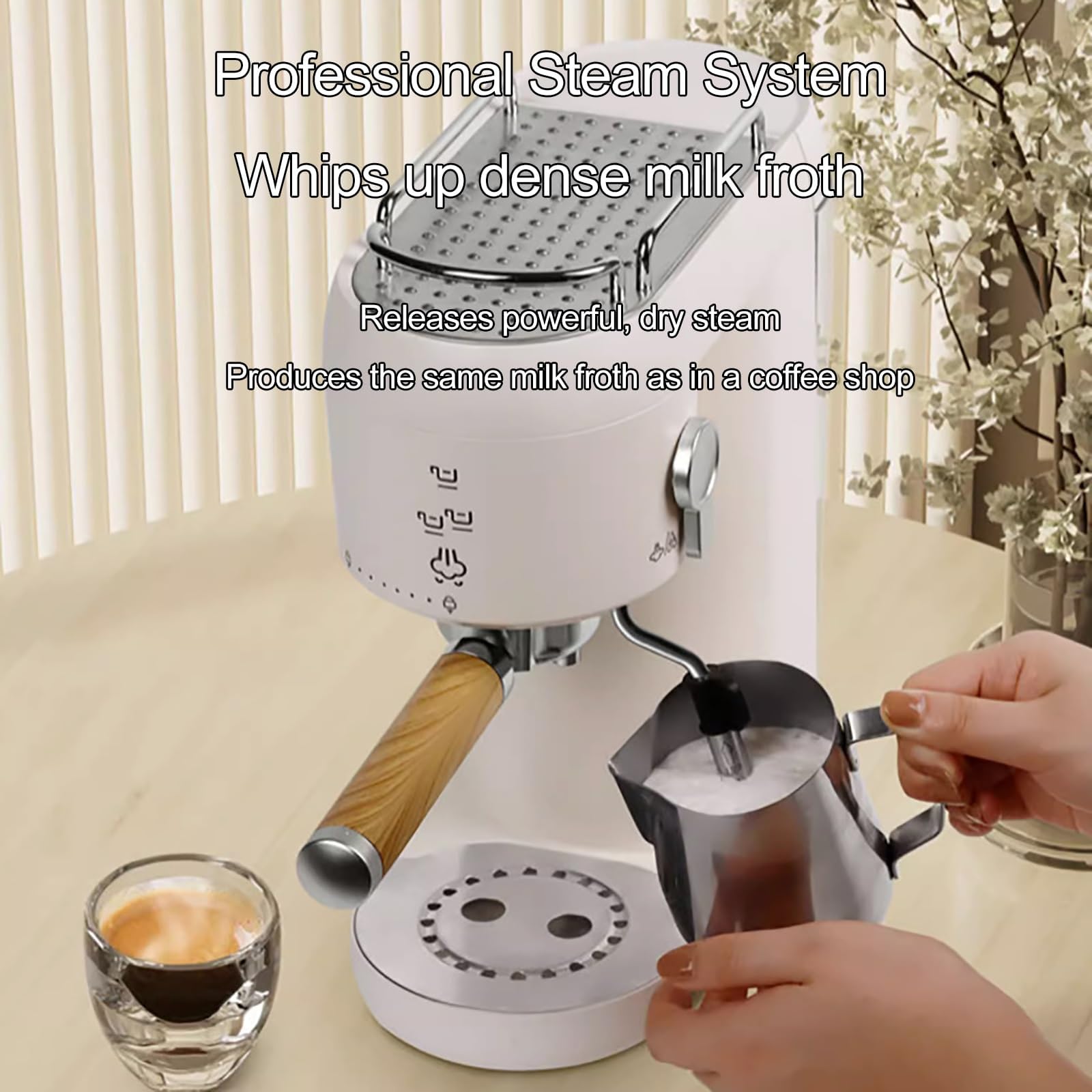 Ekspres do kawy, kompaktowy ekspres do kawy z ciśnieniem pompy 20 barów, różdżka parowa z pianki mlecznej do cappuccino, latte, macchiato, napojów w stylu baristy w domu