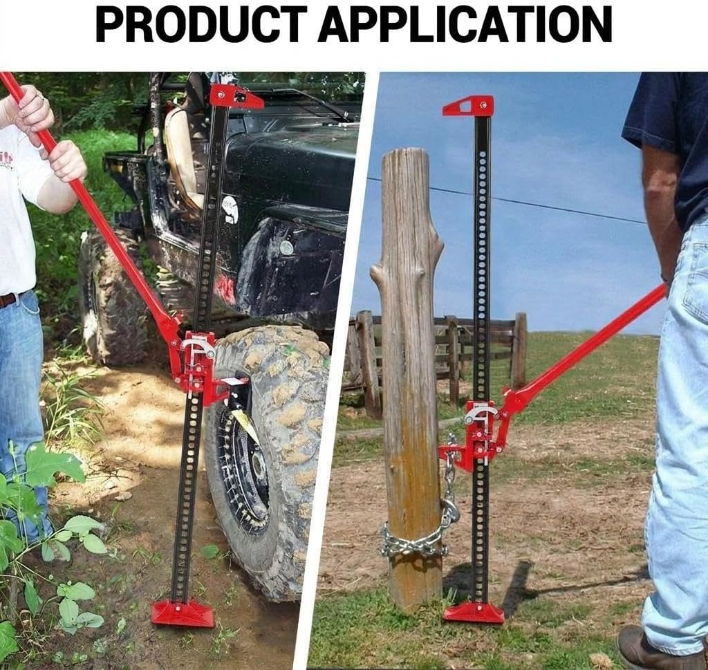 60 Inch Farm Jack 7000 lbs Capacity Ratcheting High Lift Utility Jack Heavy Duty Off Road Red Bumper Lift for Tractor Truck SUV